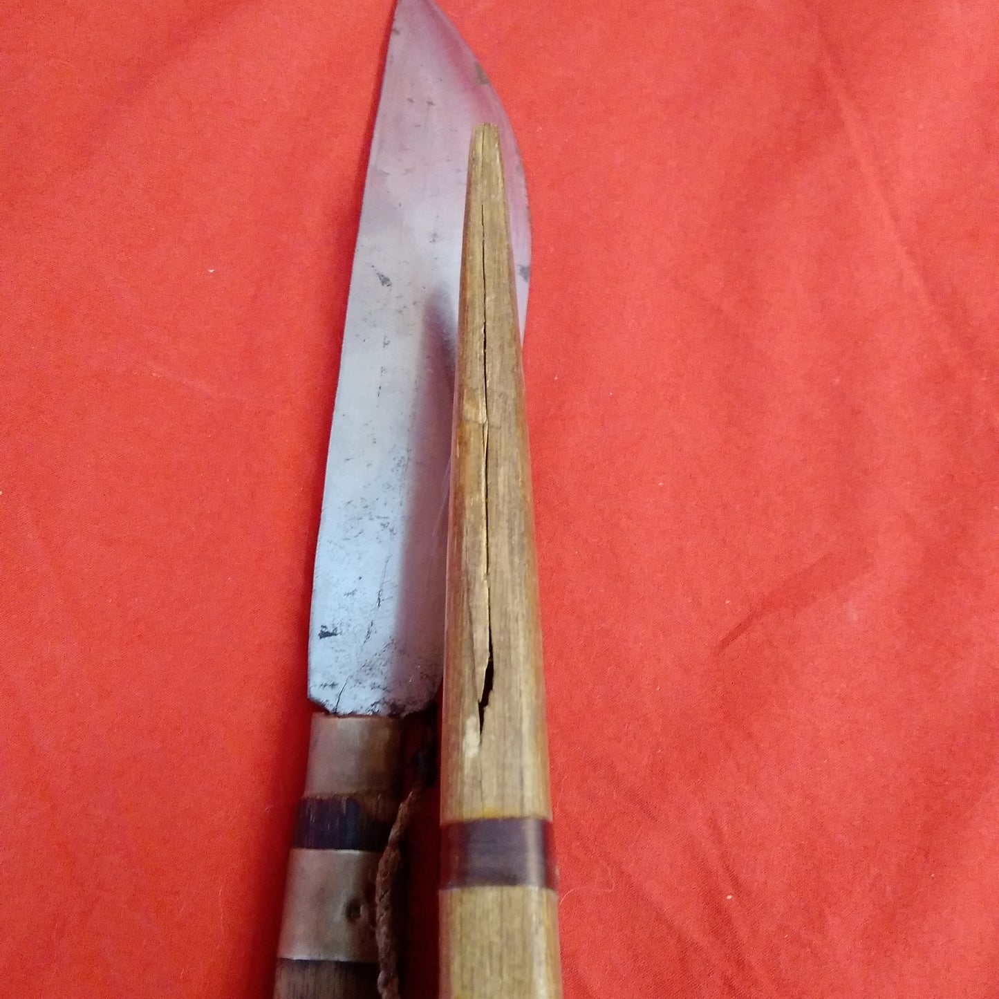 Vintage Handmade 10" Hunting Knife with Wood Scabbard