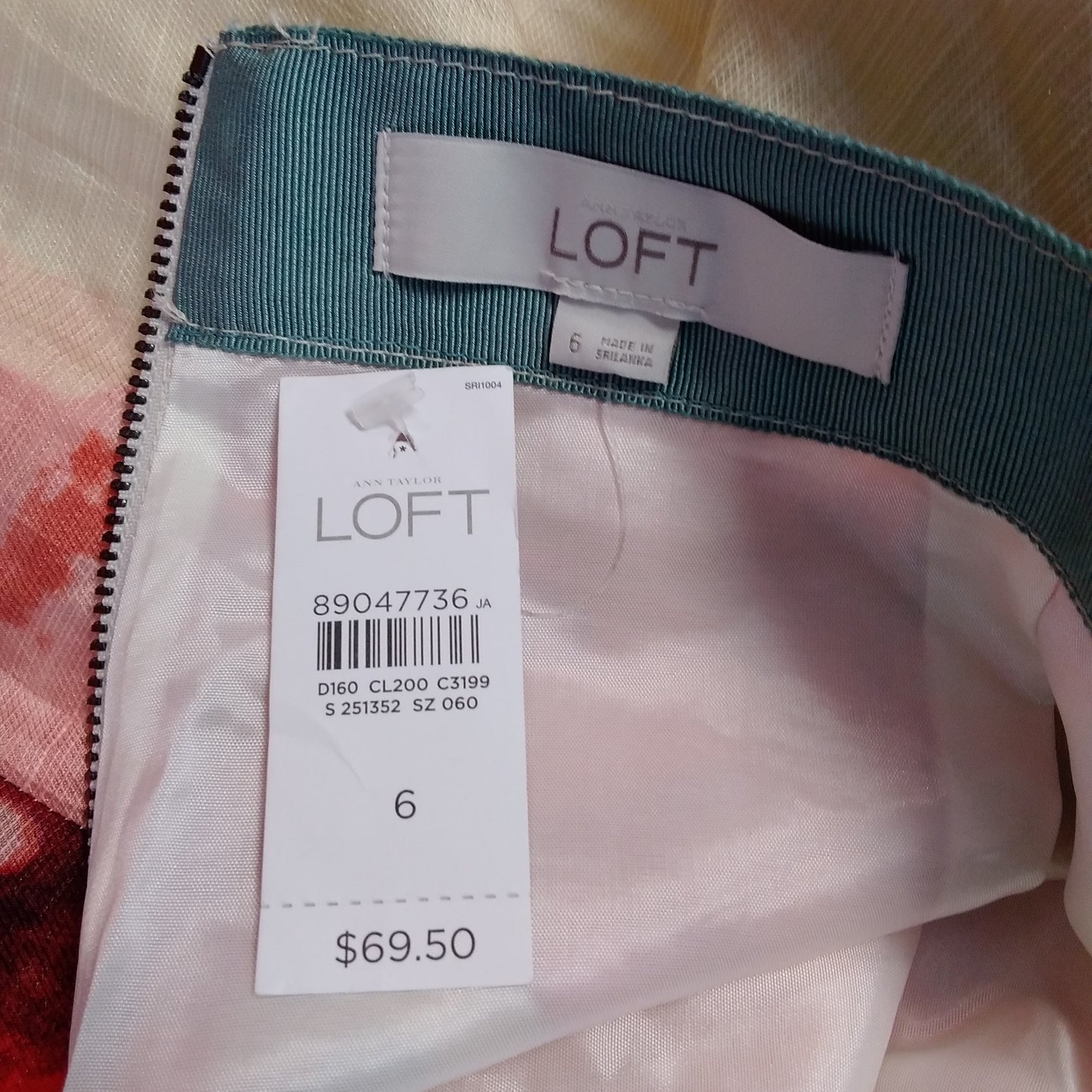 NWT - Loft Red Floral Skirt - 6
