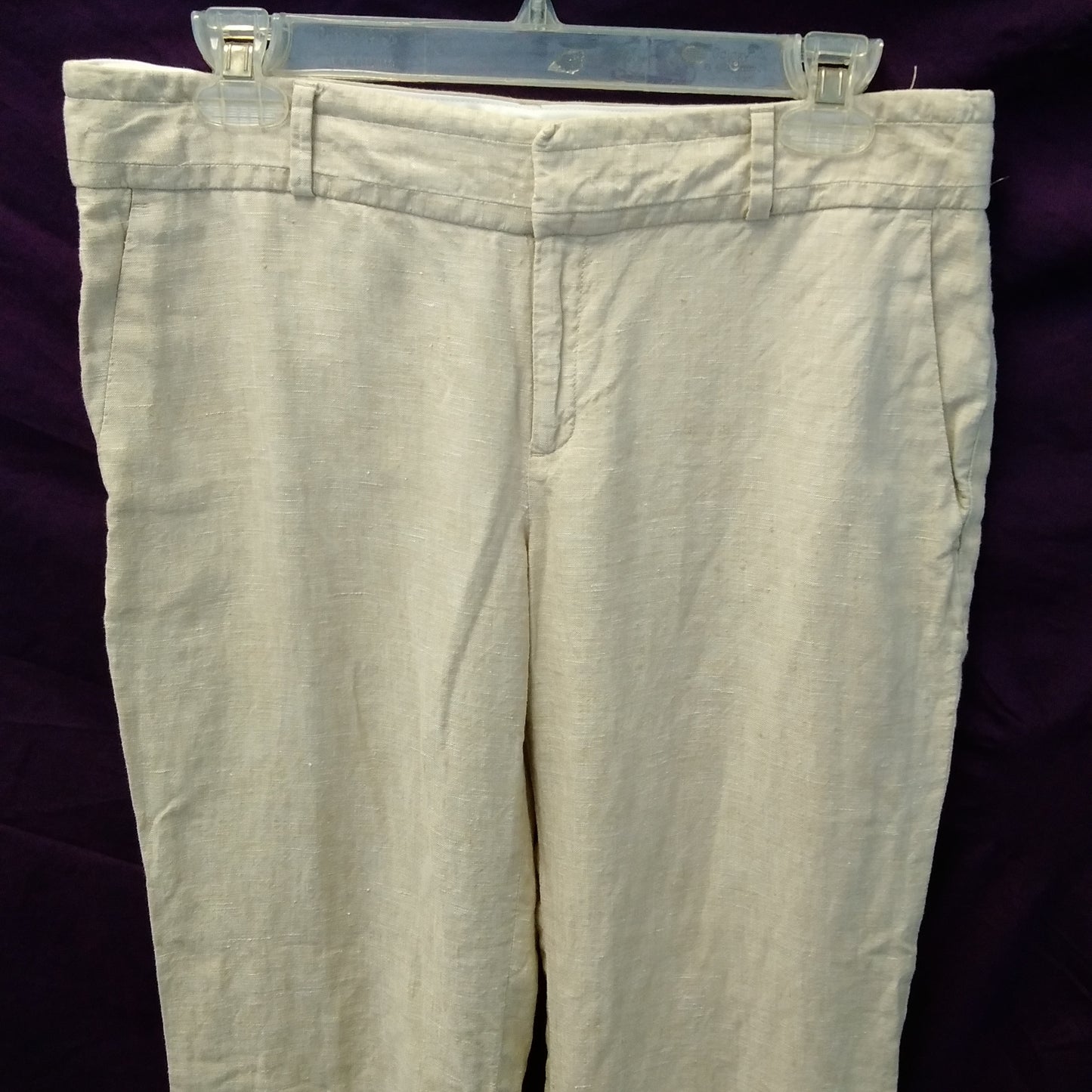 Banana Republic beige Martin Fit Mid Rise Linen Pants - 8