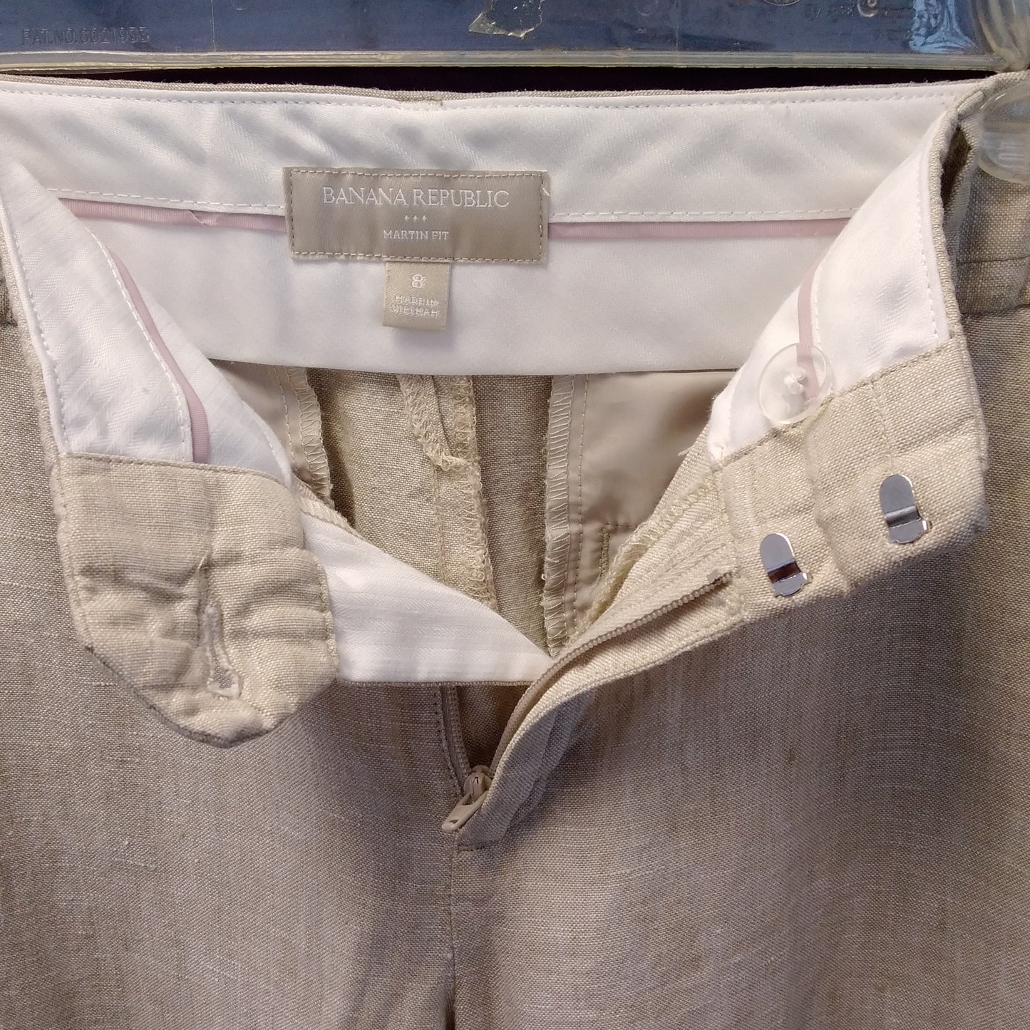 Banana Republic beige Martin Fit Mid Rise Linen Pants - 8