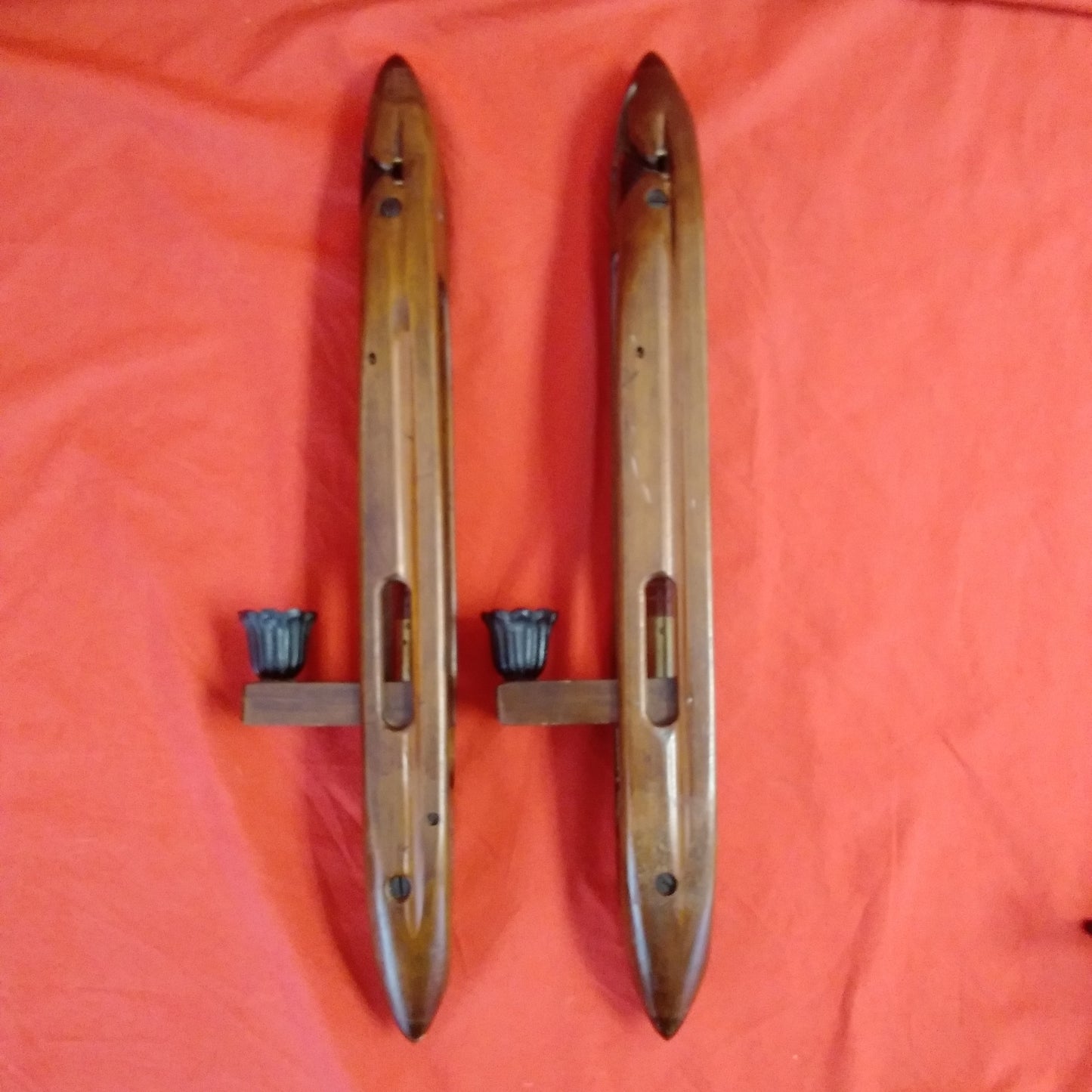 VTG - Lowell Shuttle Weaving Loom Boat Shuttle 18" Candle Holder Sconce - Set of 2