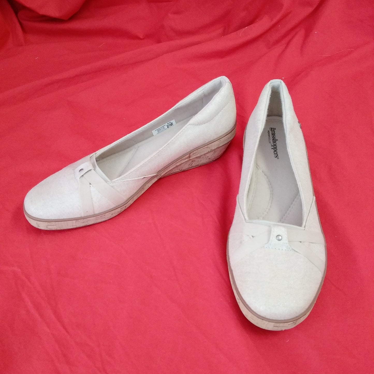 Women's Grasshoppers Gigi Metallic Linen Wedge Heel - Size: 8.5