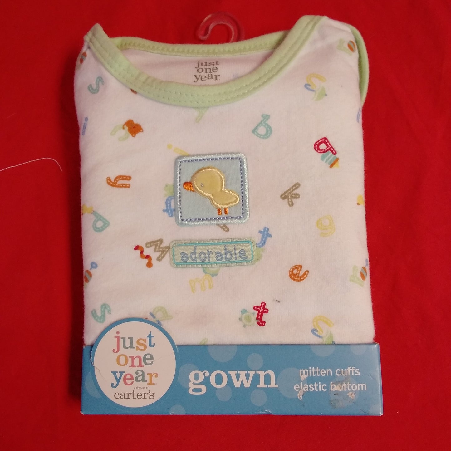 NWT - Just One Year Carters Green White Duck Blanket & Gown Set - 0-3 months