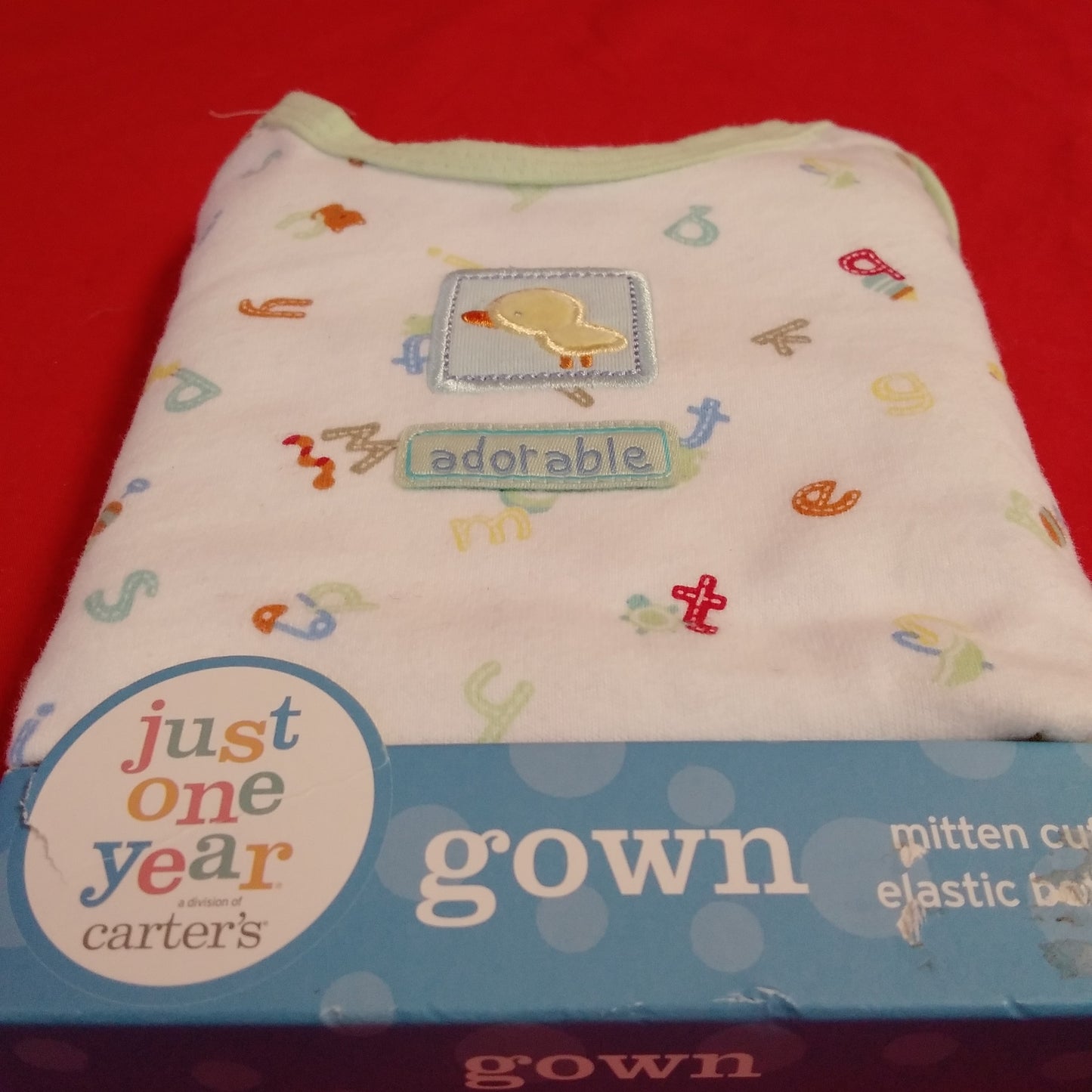NWT - Just One Year Carters Green White Duck Blanket & Gown Set - 0-3 months