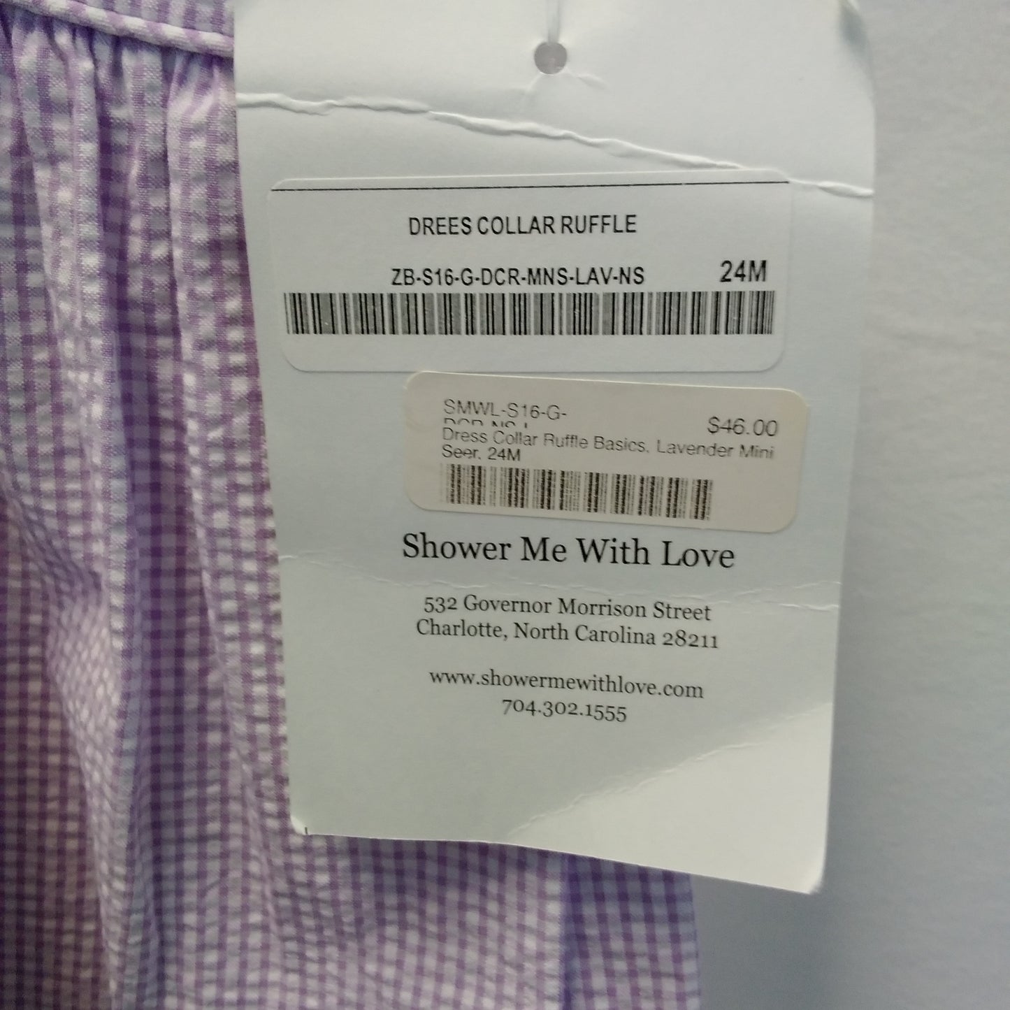 NWT - Shower me with Love Toddler Ruffle Collar Lavender Dress - Size: 24M