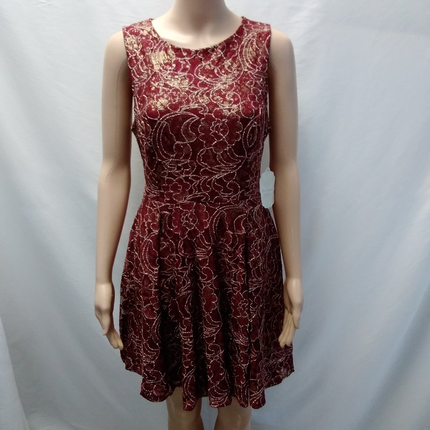 NWT - Altar'd State Floral Burgundy & Gold Sleeveless Dress - L