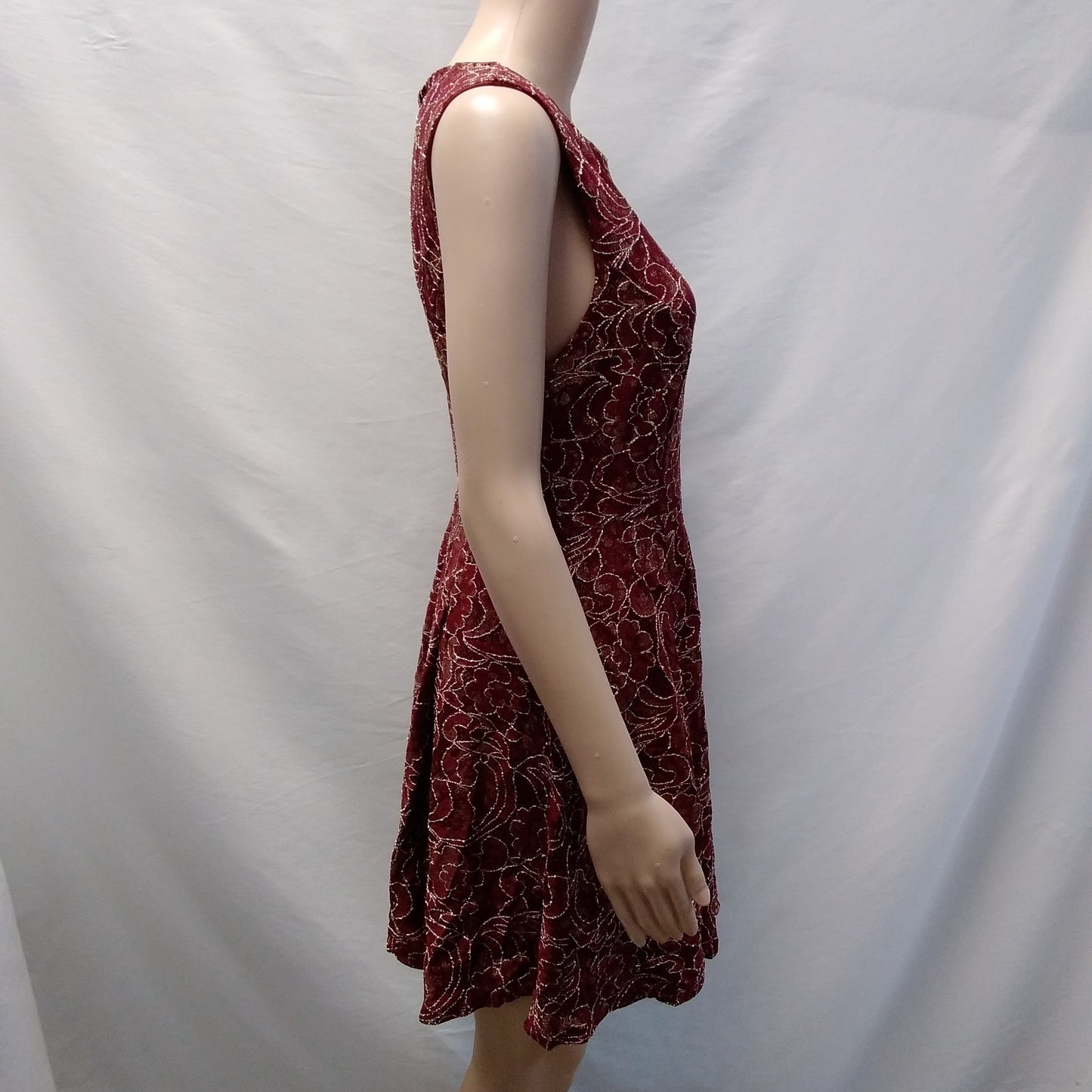 NWT - Altar'd State Floral Burgundy & Gold Sleeveless Dress - L