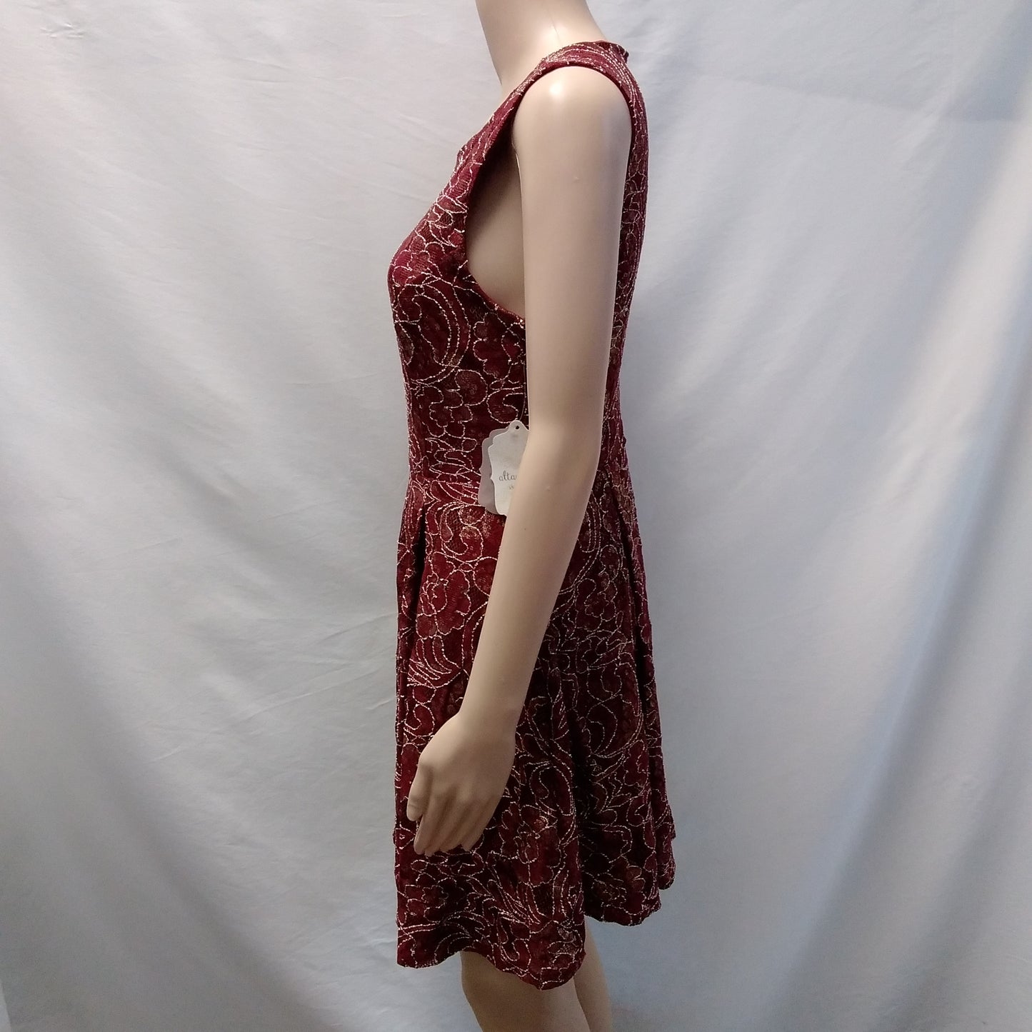 NWT - Altar'd State Floral Burgundy & Gold Sleeveless Dress - L