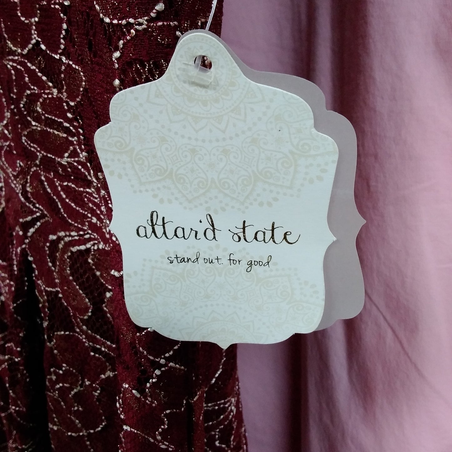 NWT - Altar'd State Floral Burgundy & Gold Sleeveless Dress - L
