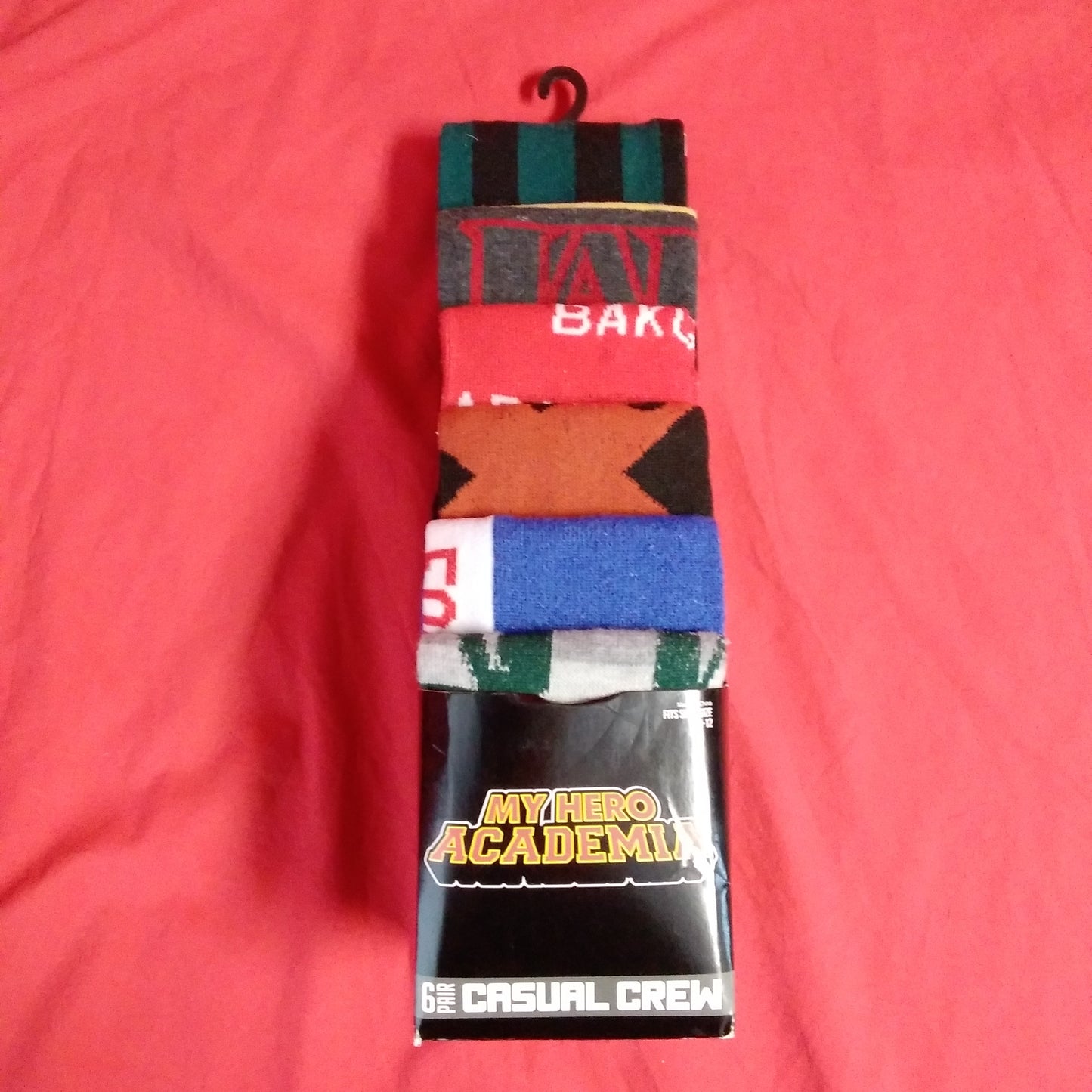 NIB - My Hero Academia Casual Crew Socks 6-Pair - Fits shoe size: 8-10