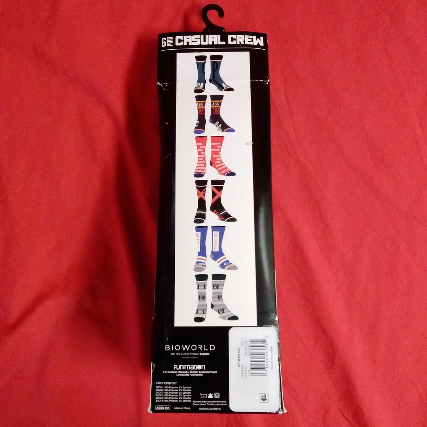 NIB - My Hero Academia Casual Crew Socks 6-Pair - Fits shoe size: 8-10