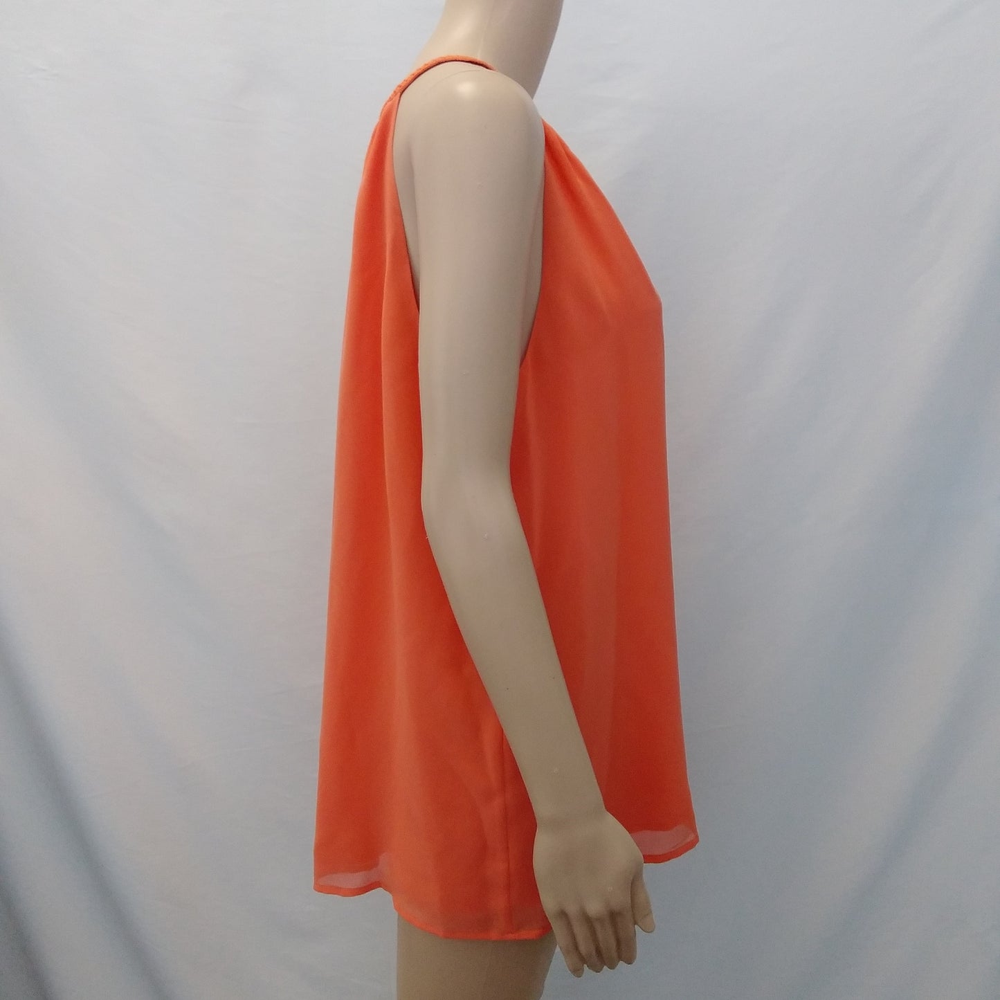 NWT - Calvin Klein Women's Orange Sleeveless Top with Gold Tassels - Size: L