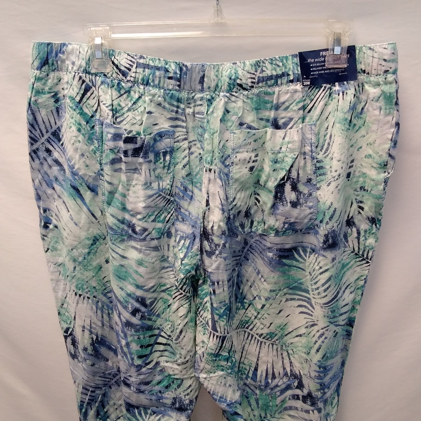 NWT - Bandolino Blue Print Linen Blend Frida Wide Leg Pants - 20W