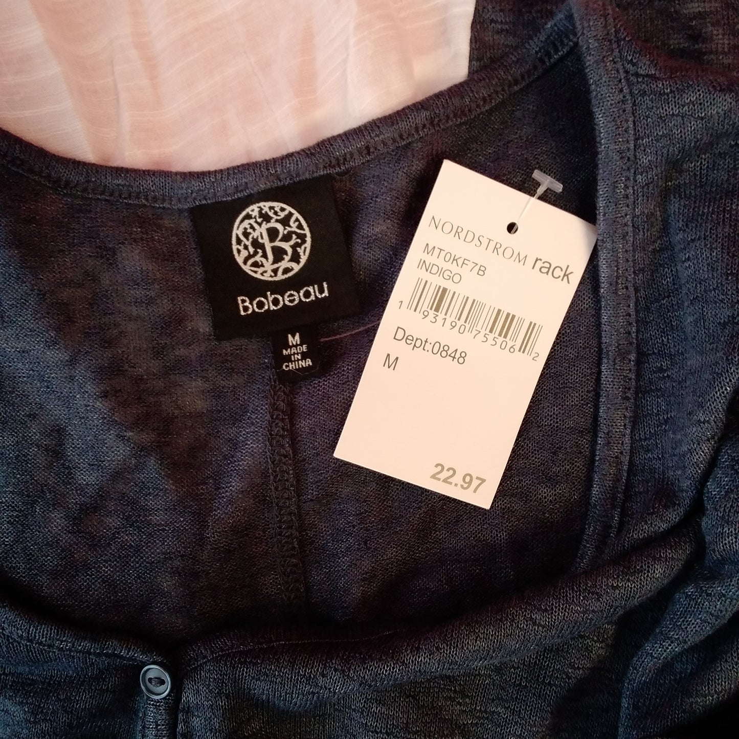 NWT - Bobeau Indigo Short Sleeve Shirt - M
