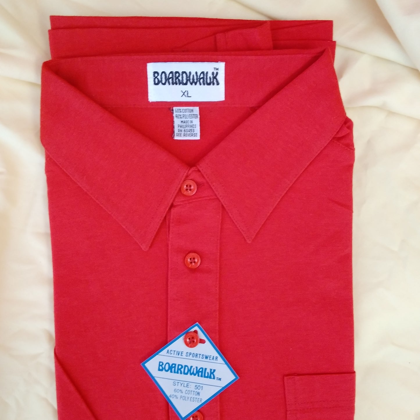 NWT - Boardwalk Active Sportswear Red Short Sleeve Shirt - XL