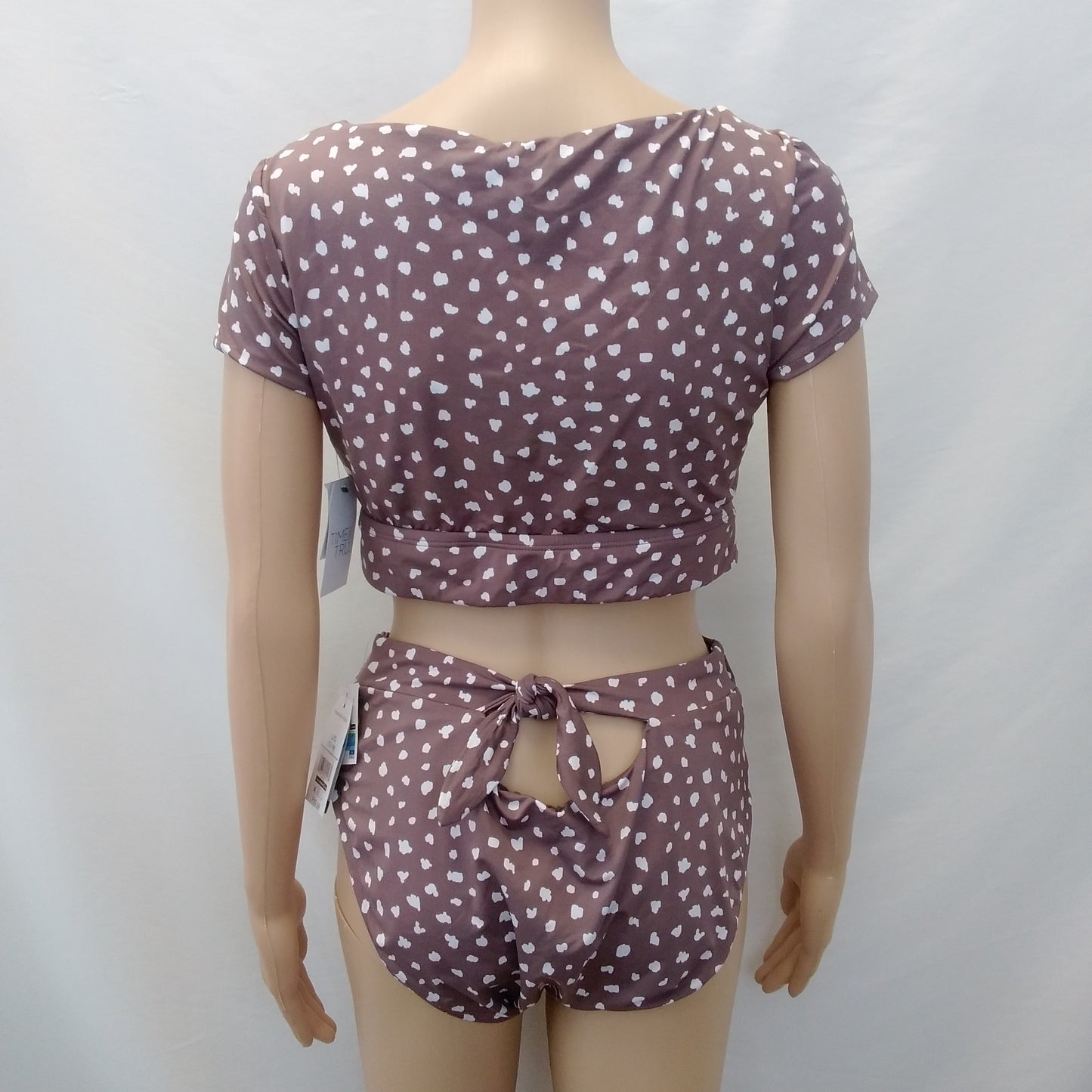 NWT - Time and Tru Brown White 2-Piece Swimsuit - Top M, Bottom L
