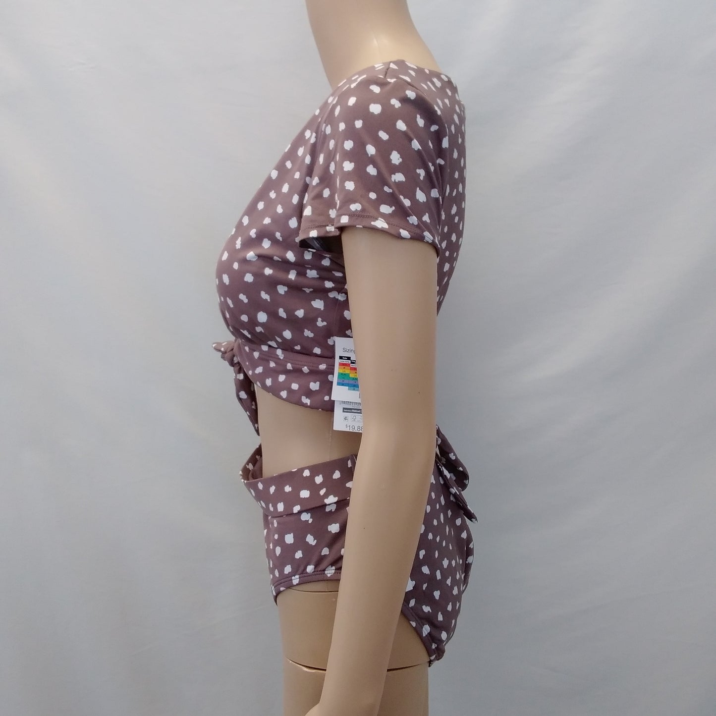 NWT - Time and Tru Brown White 2-Piece Swimsuit - Top M, Bottom L