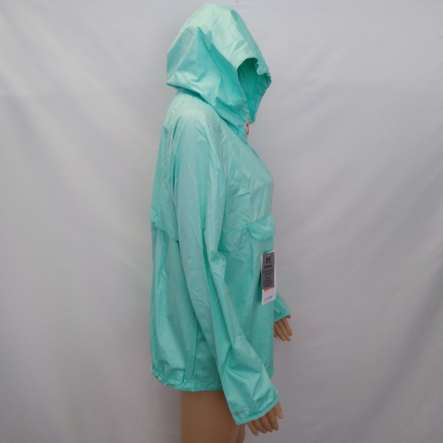 NWT - Under Armour Women's Seafoam Green Hooded Rain Jacket - Size: SM/P