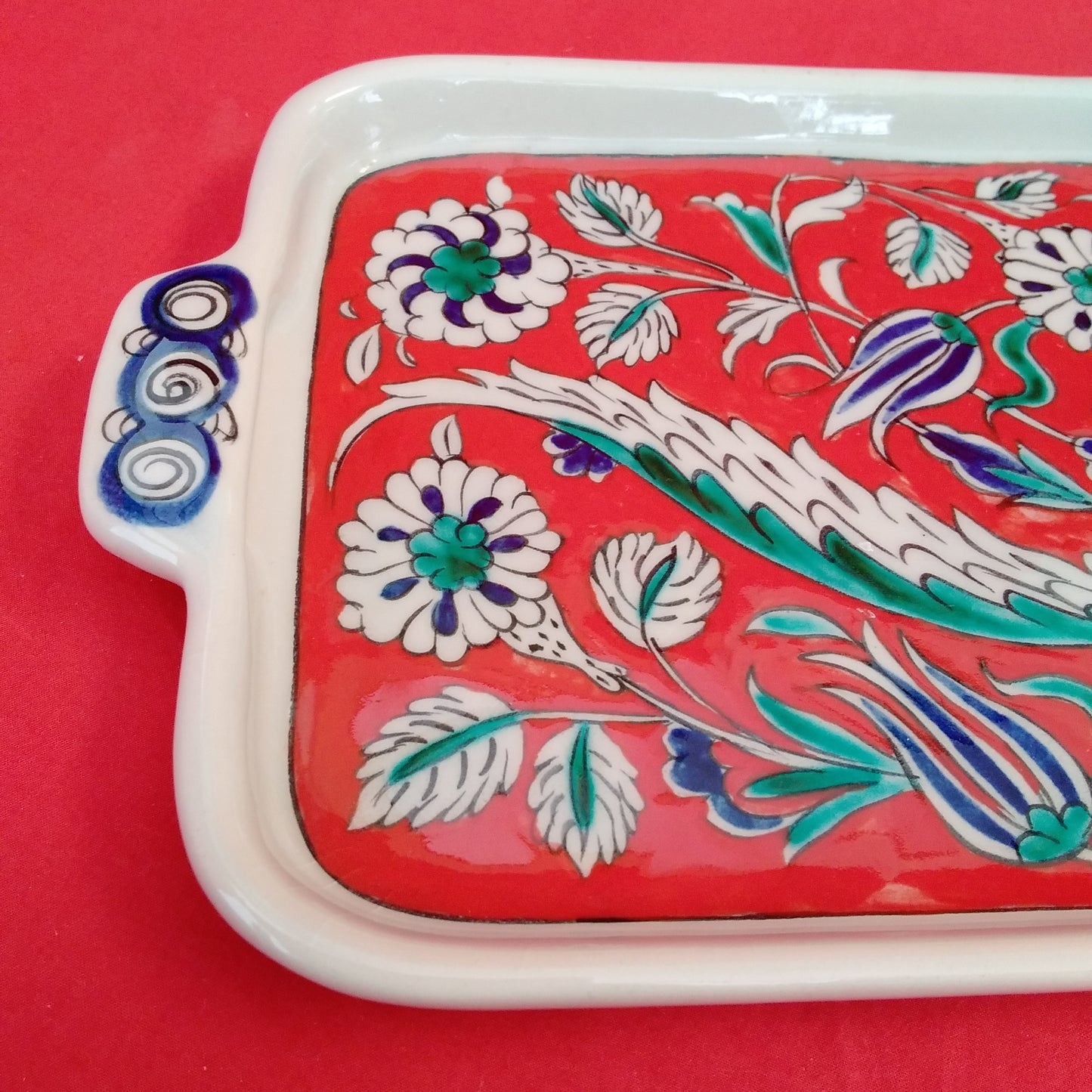 Red Iznik Tray Signed by Meliha Coskun 2013
