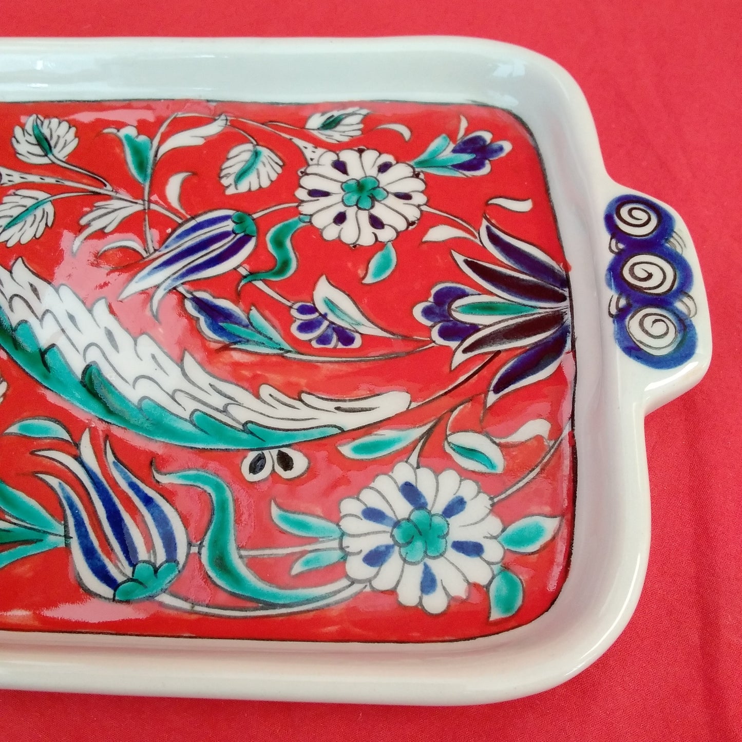 Red Iznik Tray Signed by Meliha Coskun 2013
