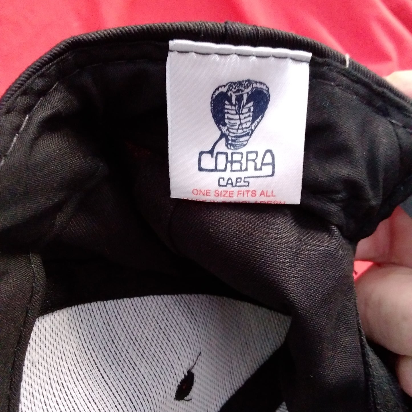 New - Black Cap with Silver "C" Logo by Cobra Caps - One Size Fits All