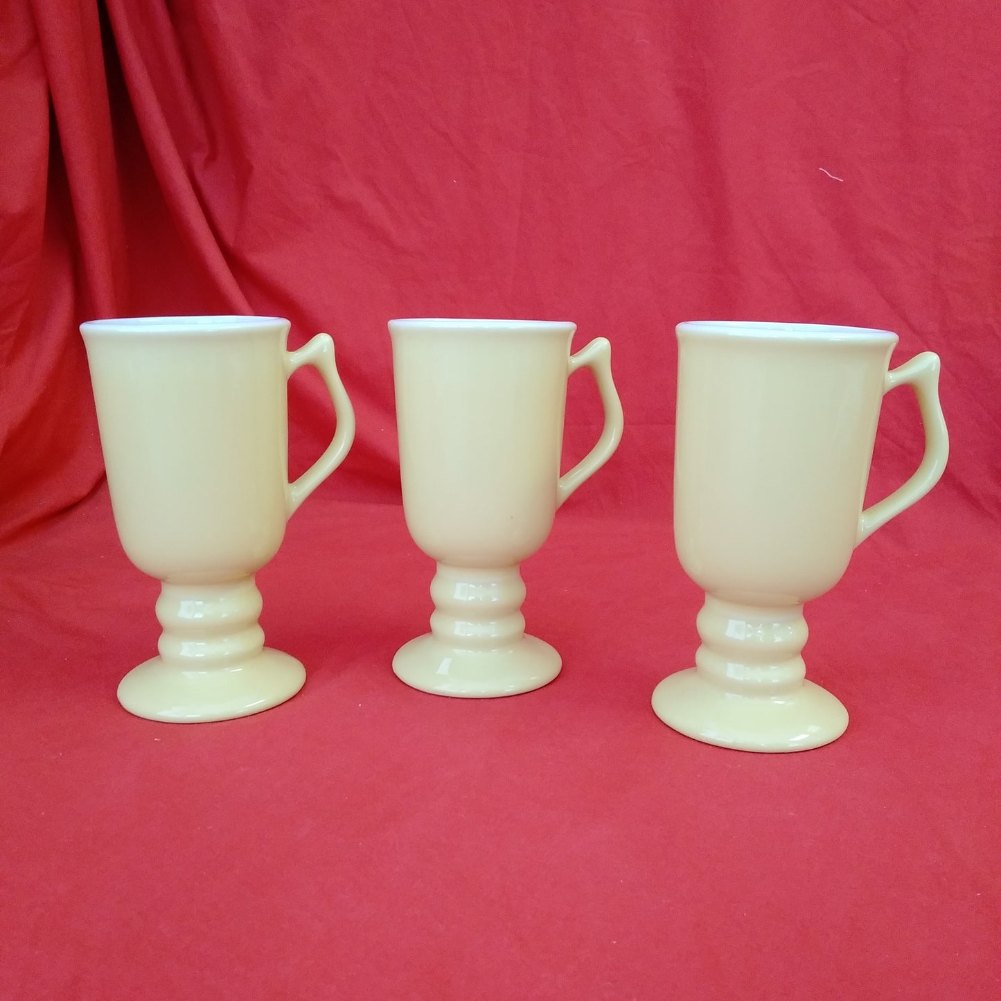 Vintage Carbone Yellow Footed Ceramic Irish Coffee Mugs (Set of 3)