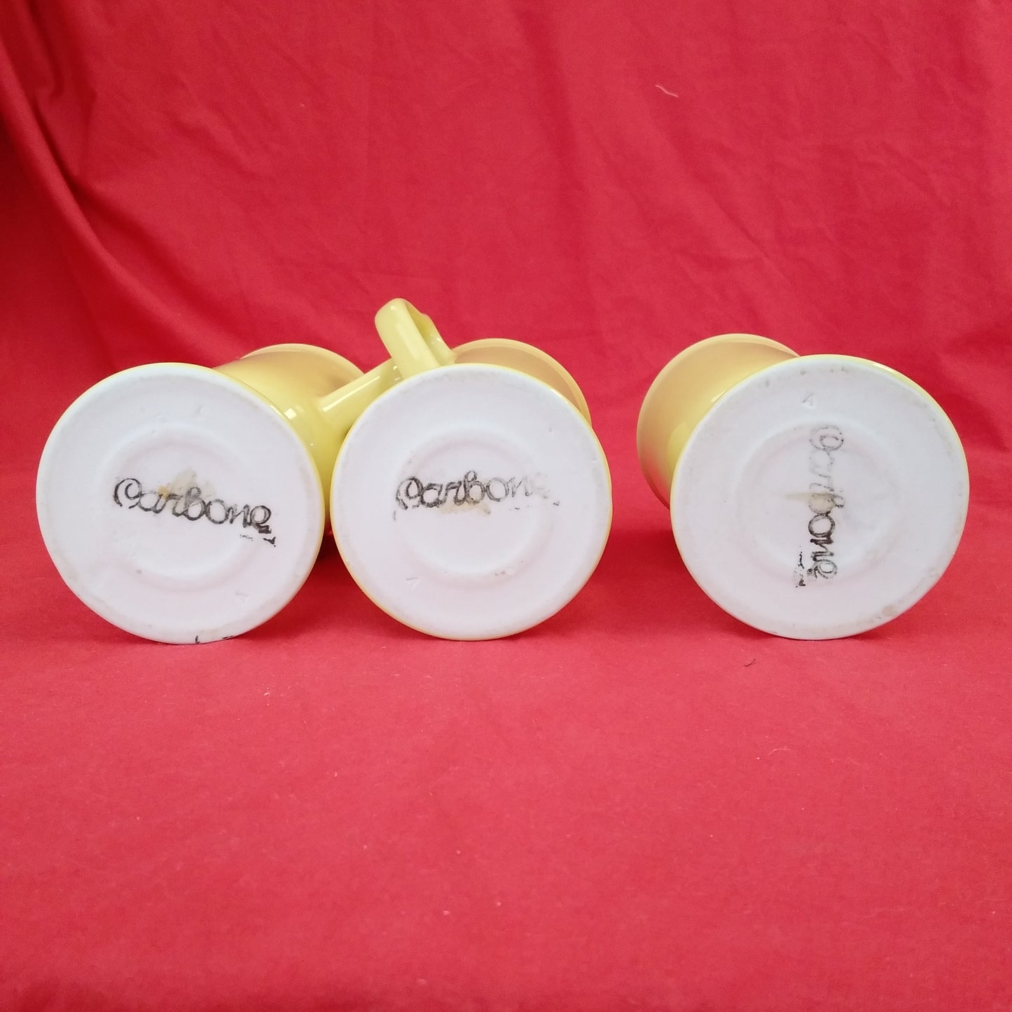 Vintage Carbone Yellow Footed Ceramic Irish Coffee Mugs (Set of 3)