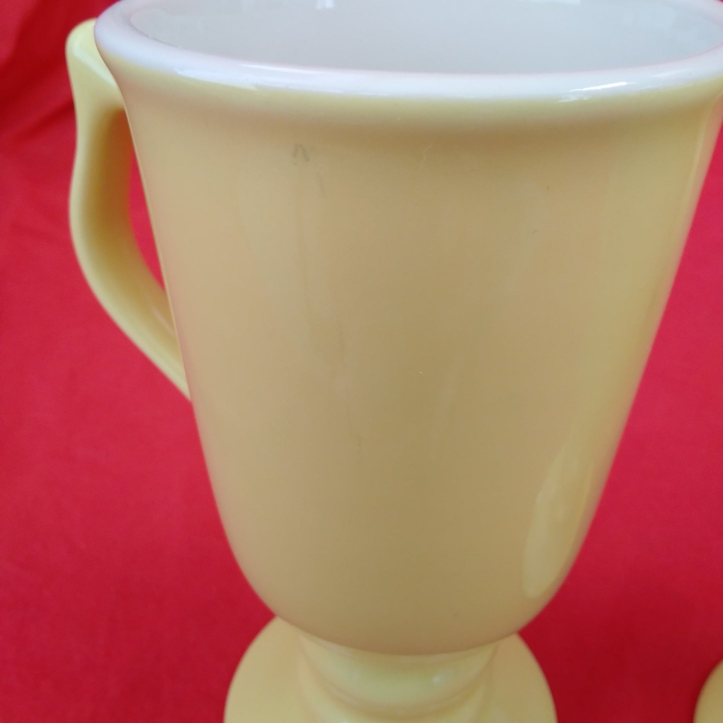 Vintage Carbone Yellow Footed Ceramic Irish Coffee Mugs (Set of 3)