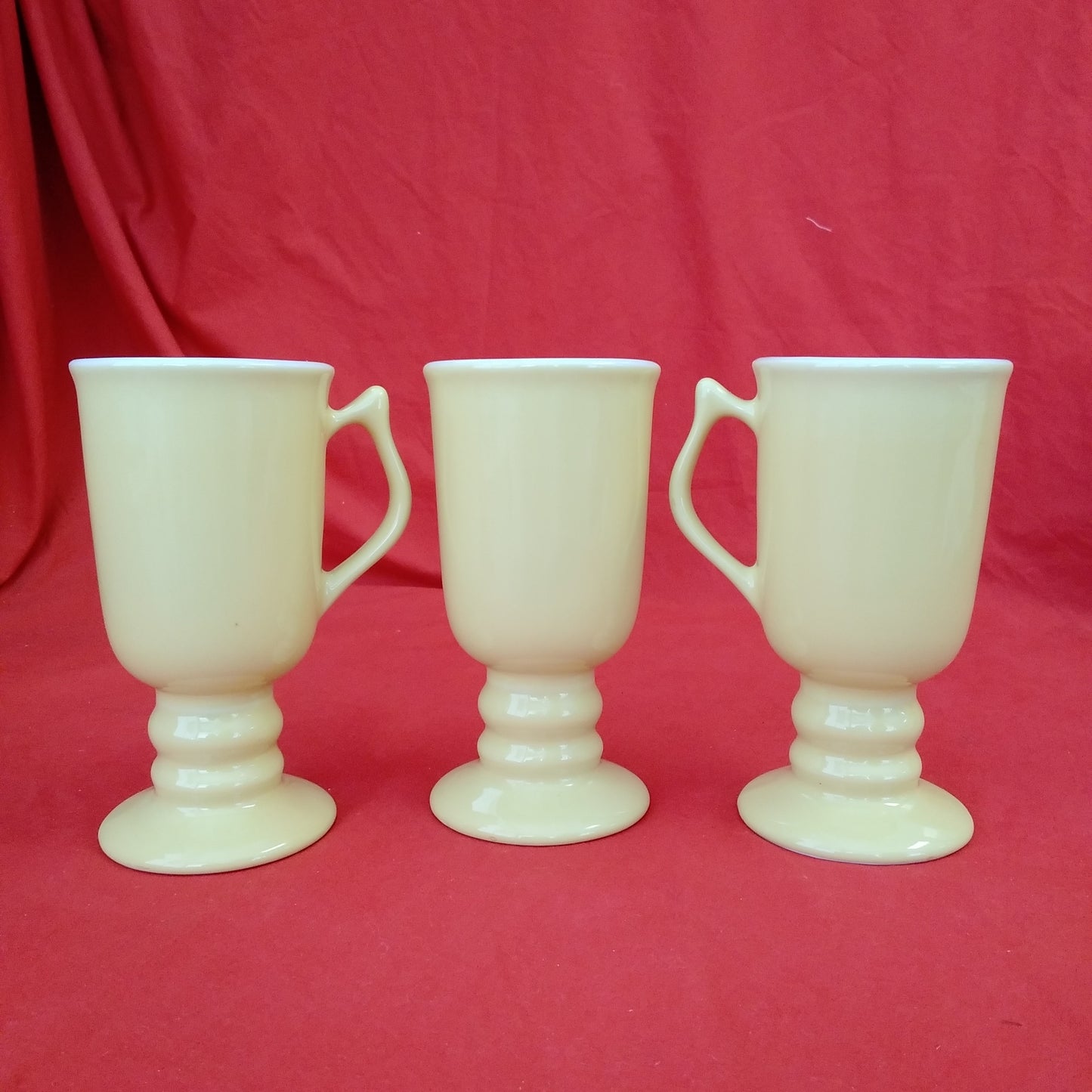 Vintage Carbone Yellow Footed Ceramic Irish Coffee Mugs (Set of 3)