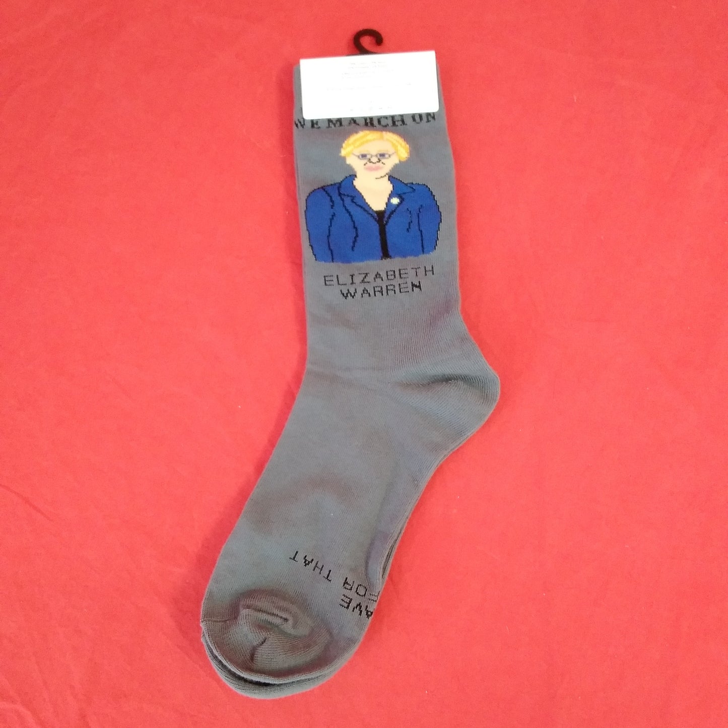 NWT - "Elizabeth Warren" Gray Crew Socks by Maggie Stern Stitches