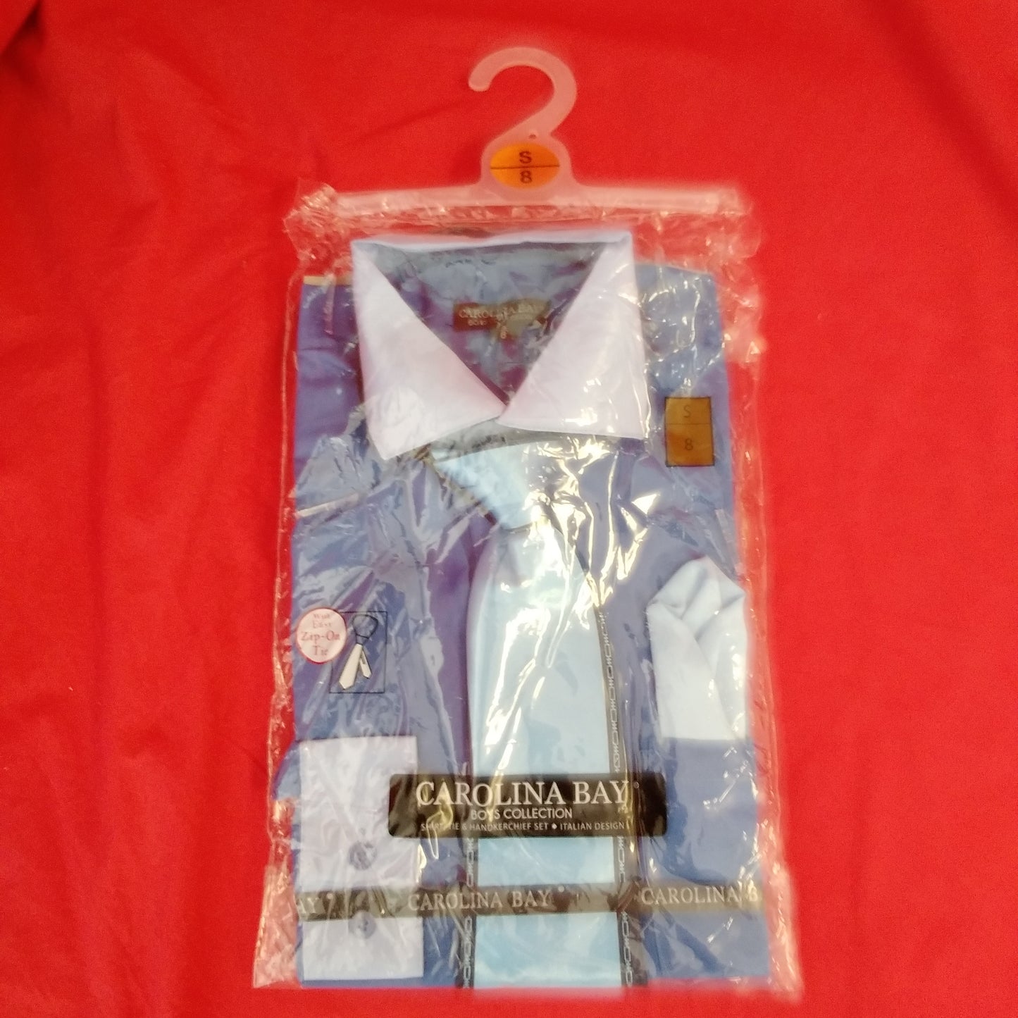 NWT - Carolina Bay Boy's Blue Dress Shirt, Tie & Handkerchief Set - S | 8