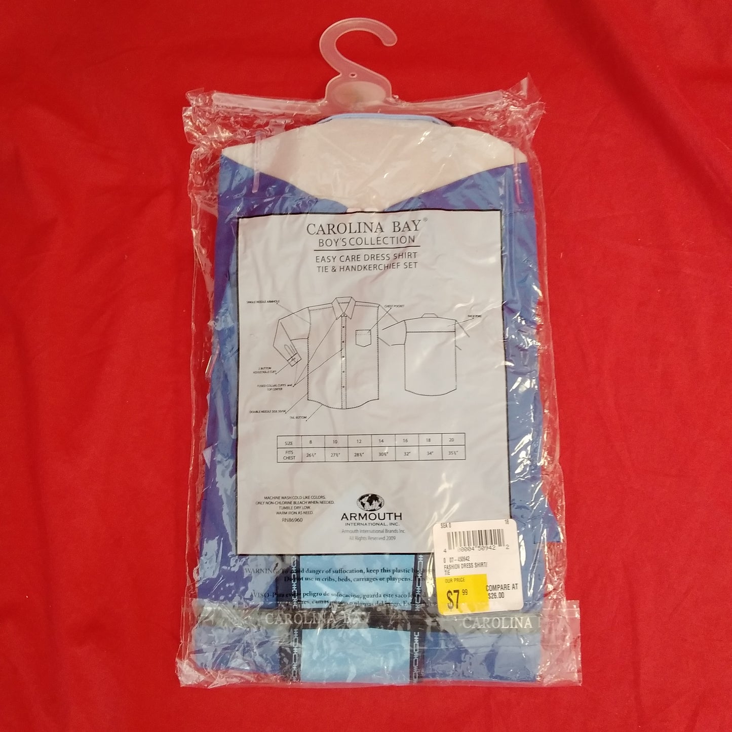 NWT - Carolina Bay Boy's Blue Dress Shirt, Tie & Handkerchief Set - S | 8