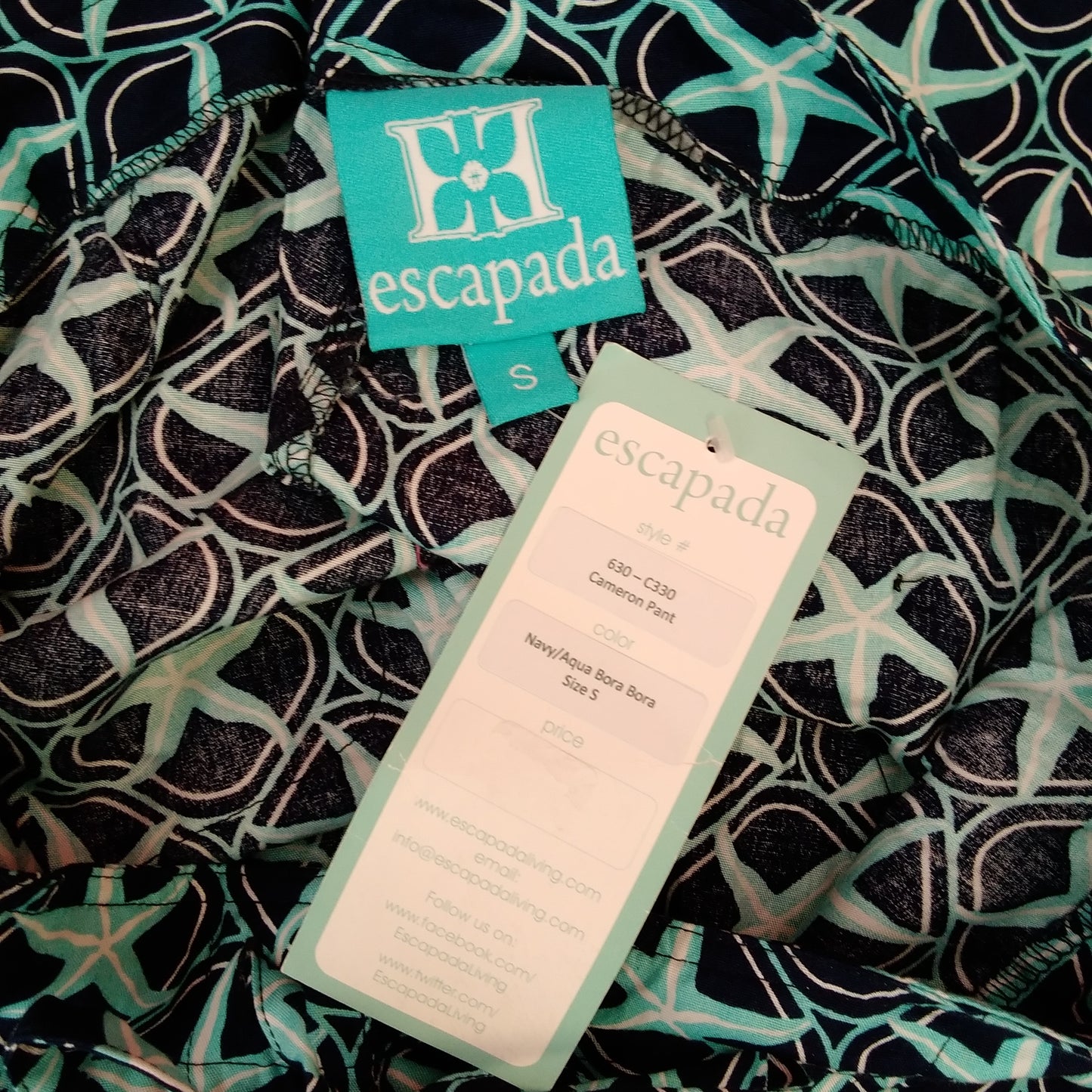 NWT - Escapada Navy Aqua Starfish Print Bora Bora Cameron Pants - S
