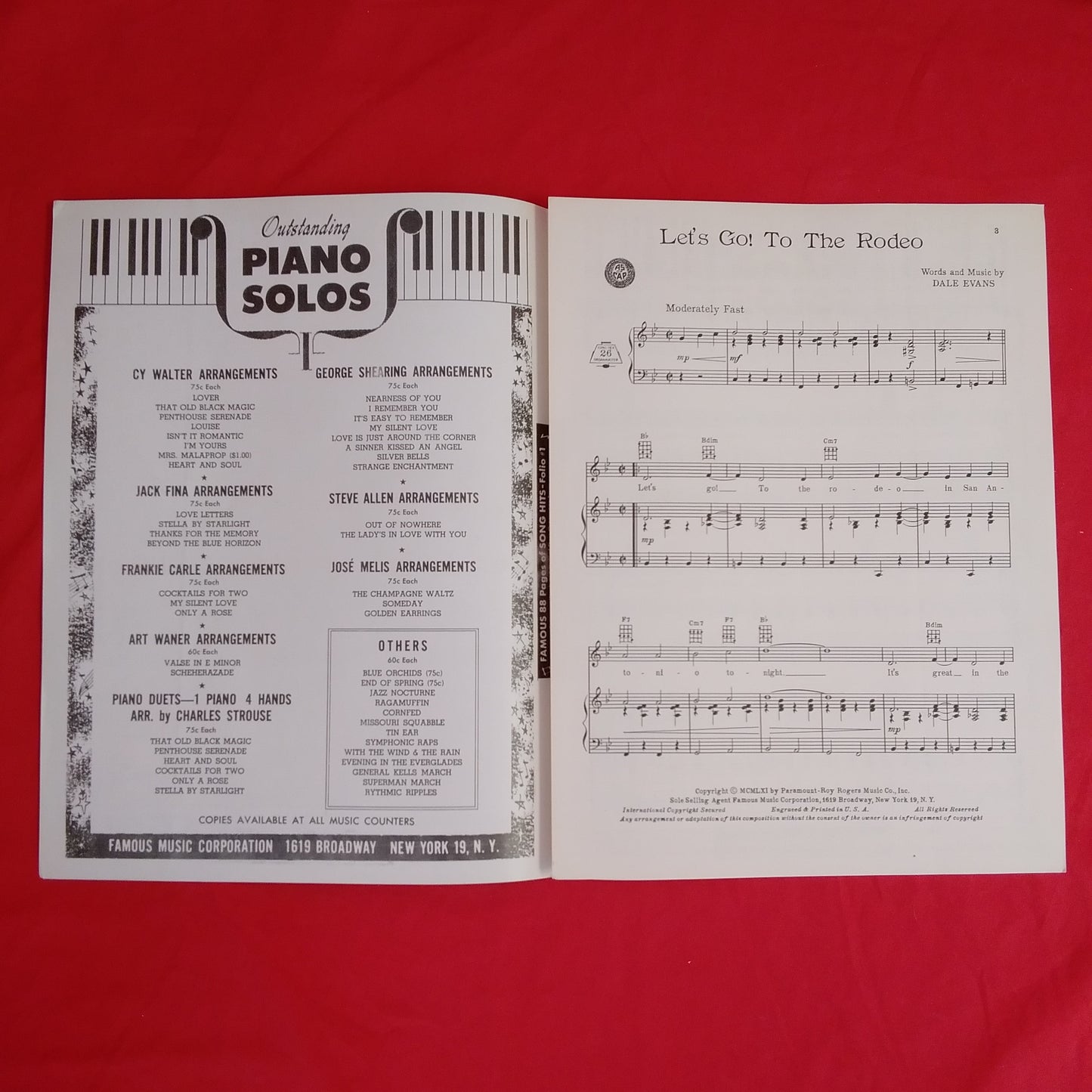Vintage - Dale Evans Sheet Music "The Bible Tells Me So" & "Let's Go To The Rodeo"