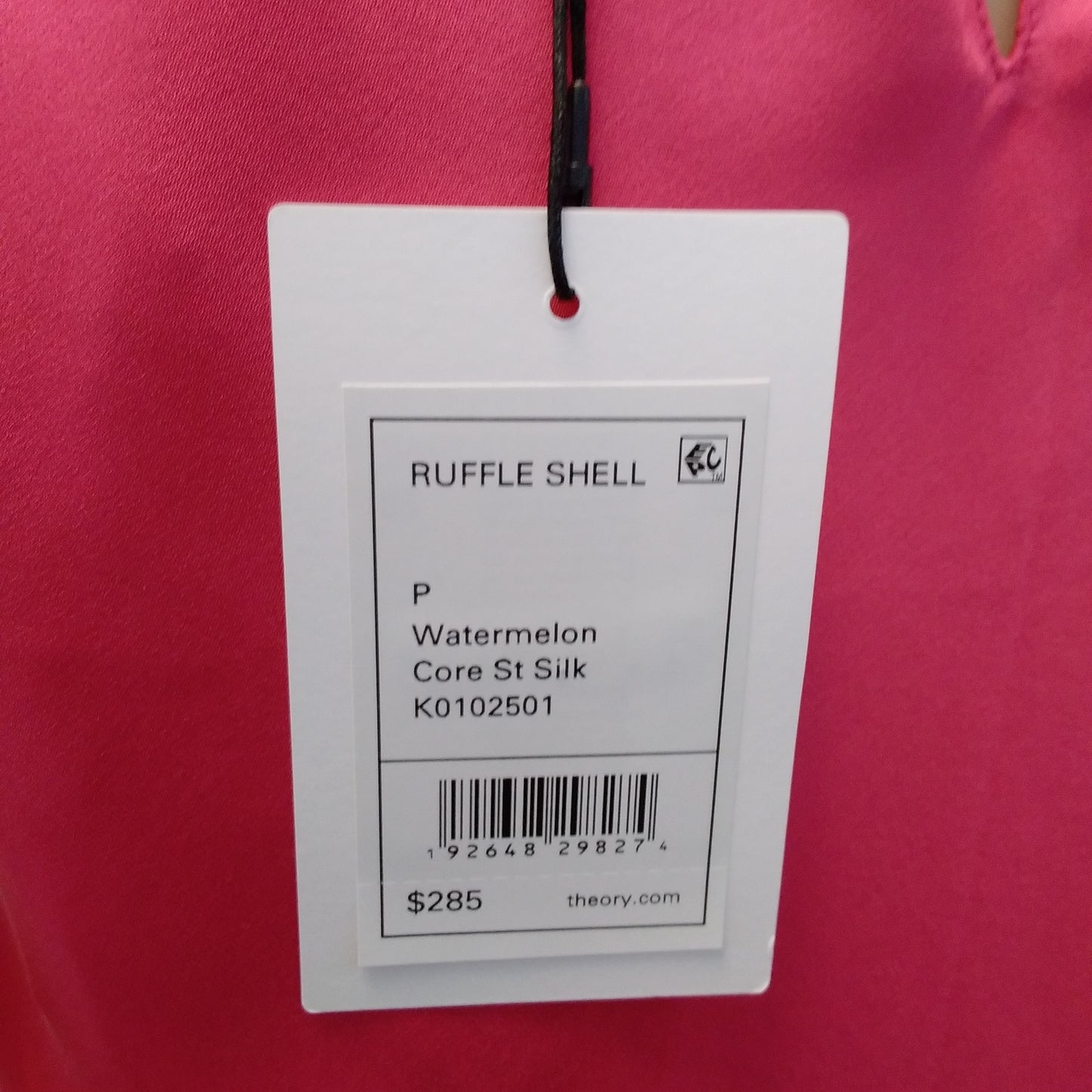 NWT - THEORY watermelon pink Silk Core St Sleeveless Top - Small