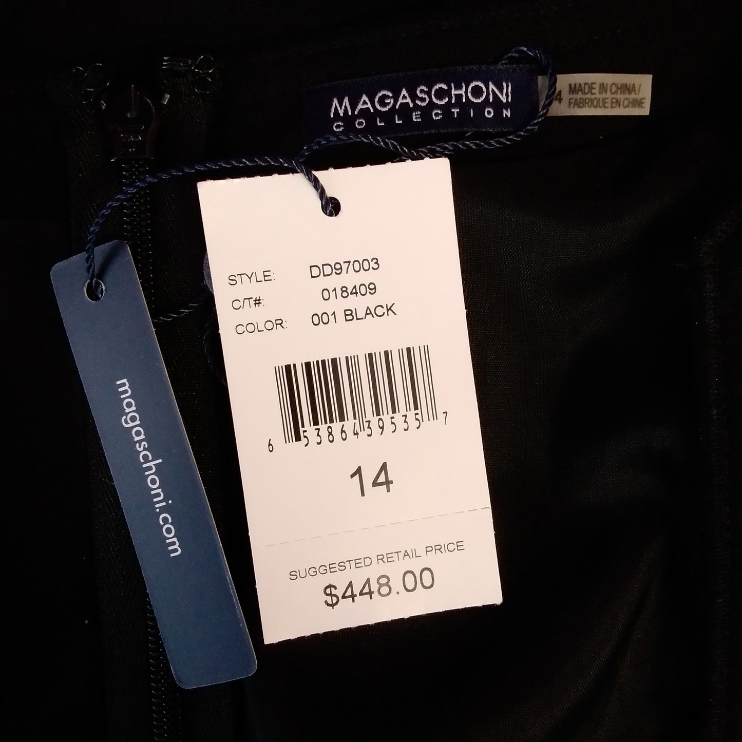 NWT - Magaschoni black Wool Blend Sleeveless Sheath Dress - 14