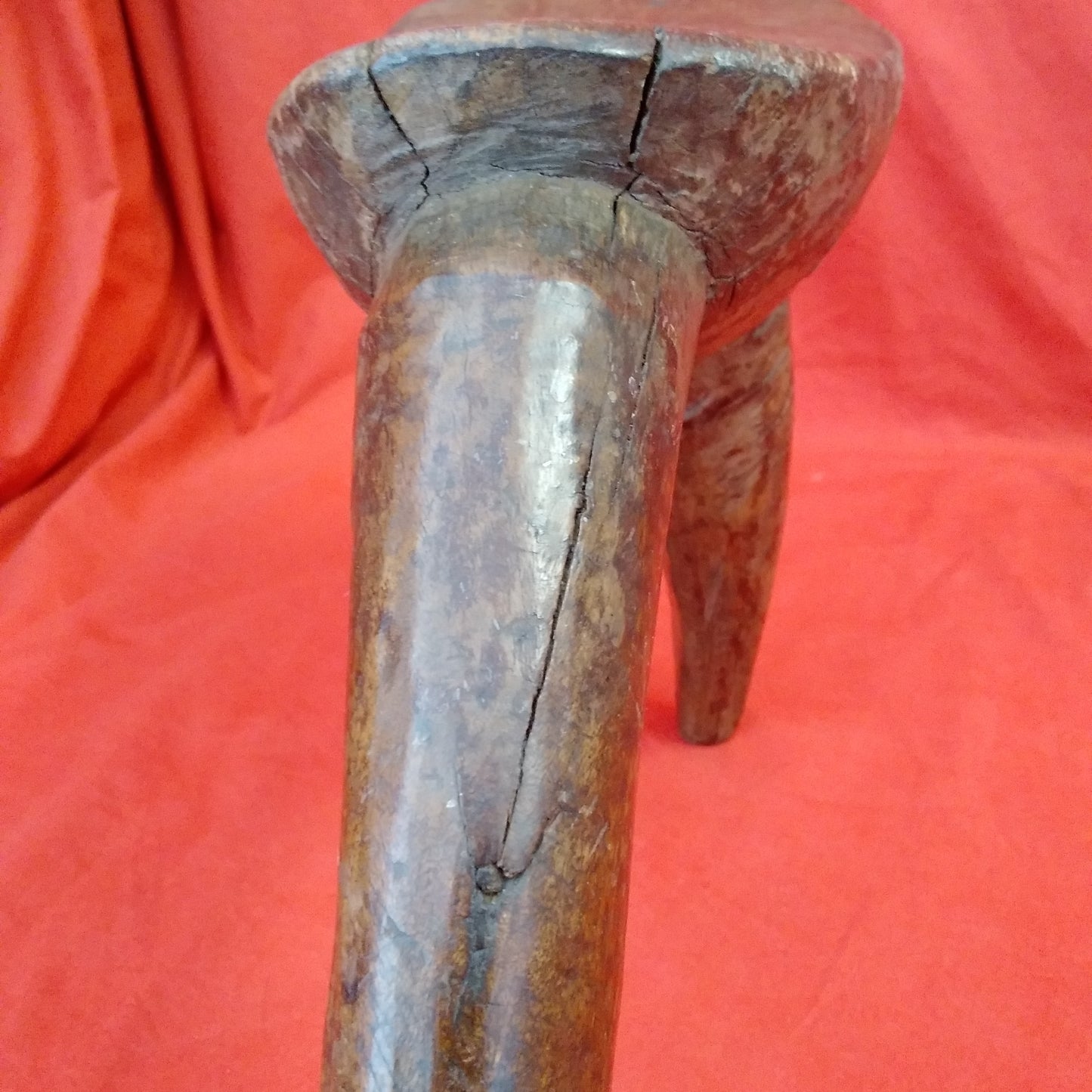 Antique - Tribal Hand Carved 3 Legged Wood Headrest