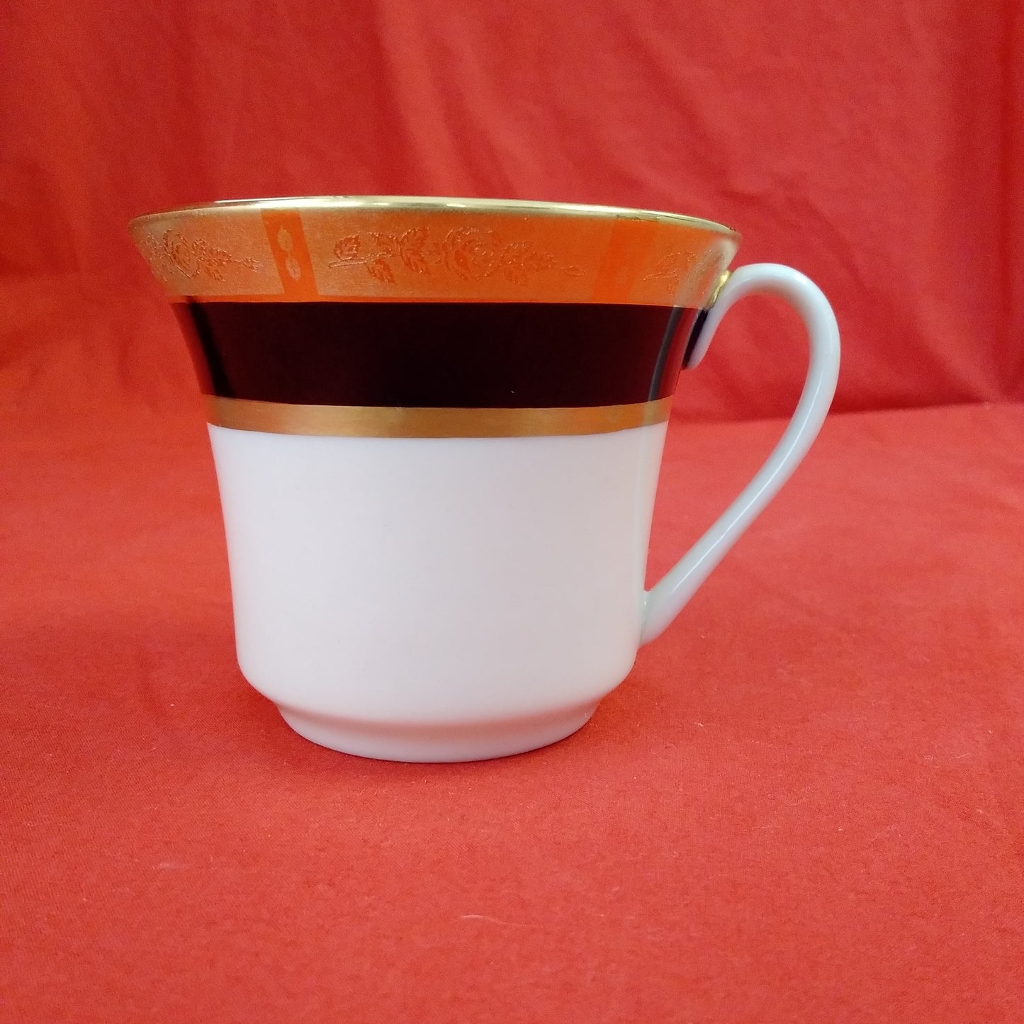 Vintage - Flintridge China Black/Gold Georgian Rose Cup and Saucer