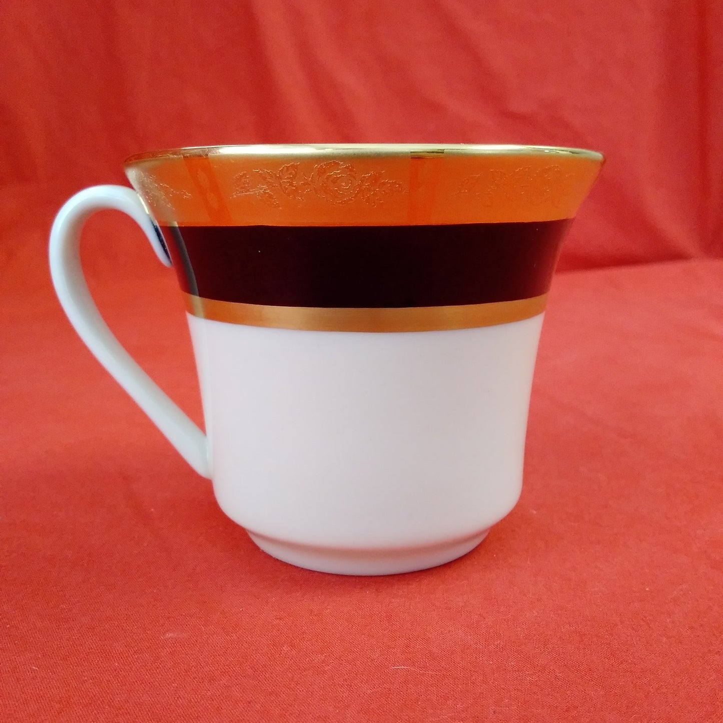 Vintage - Flintridge China Black/Gold Georgian Rose Cup and Saucer