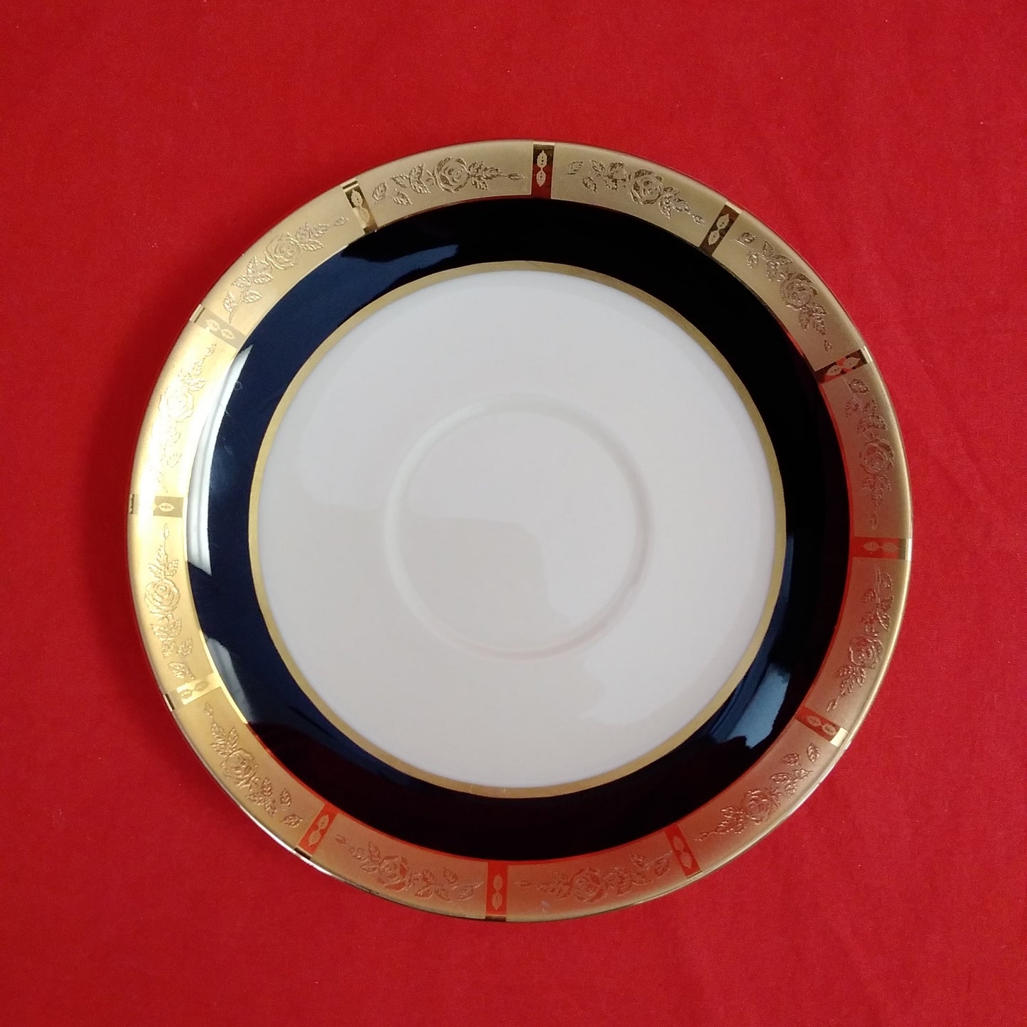 Vintage - Flintridge China Black/Gold Georgian Rose Cup and Saucer