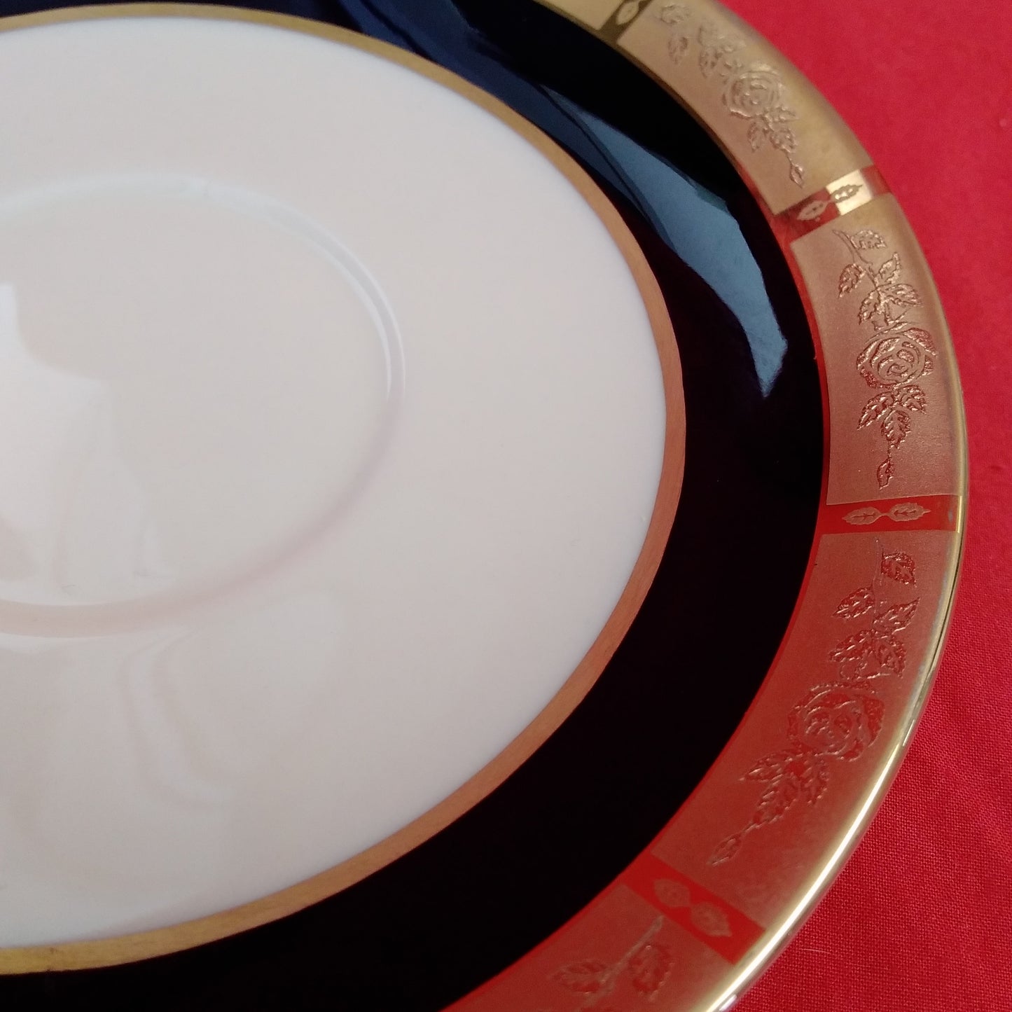 Vintage - Flintridge China Black/Gold Georgian Rose Cup and Saucer