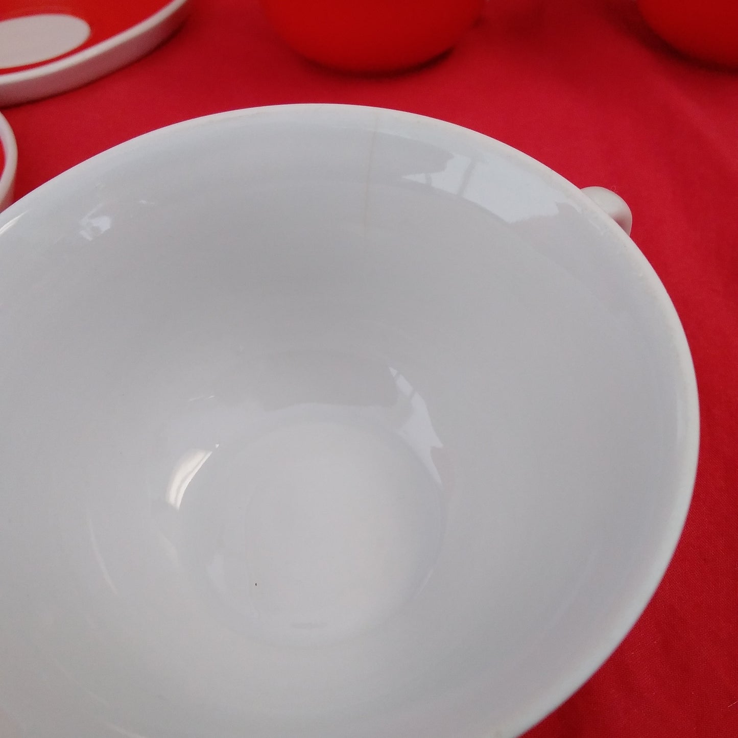 Vintage - set of 6 - Josef Lenhart (JLS) Red and White Tea cups and snack trays