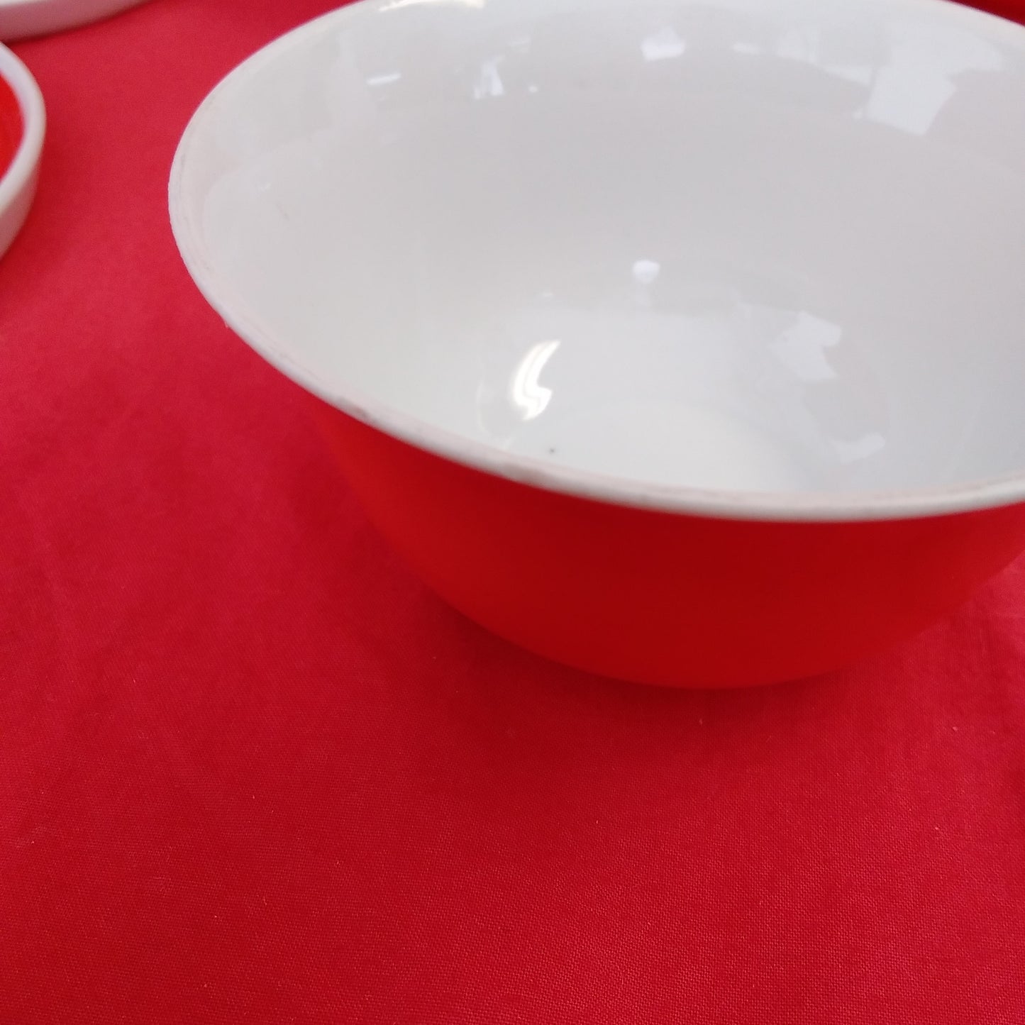 Vintage - set of 6 - Josef Lenhart (JLS) Red and White Tea cups and snack trays