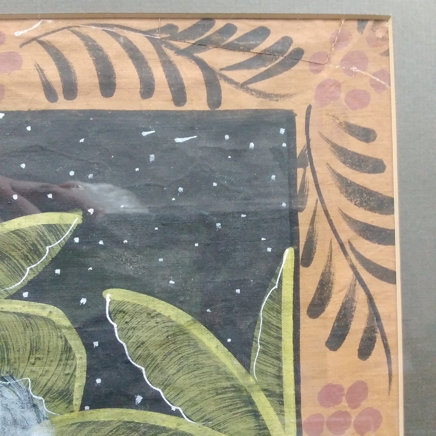 Vintage - Indian Silk Pichhwai Painting - Matted & Framed (W) 22.25" x (H) 26.25"