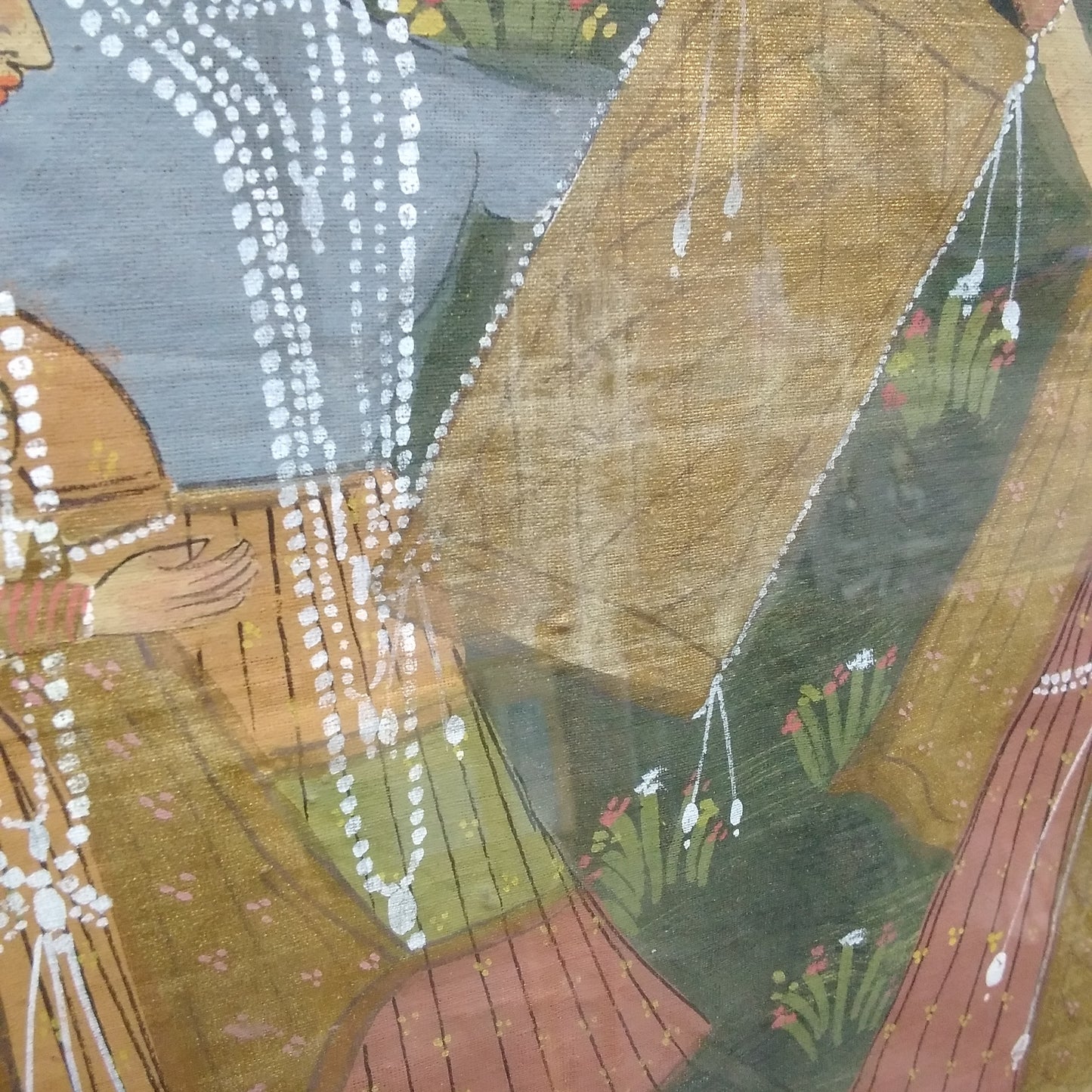 Vintage - Indian Silk Pichhwai Painting - Matted & Framed (W) 22.25" x (H) 26.25"