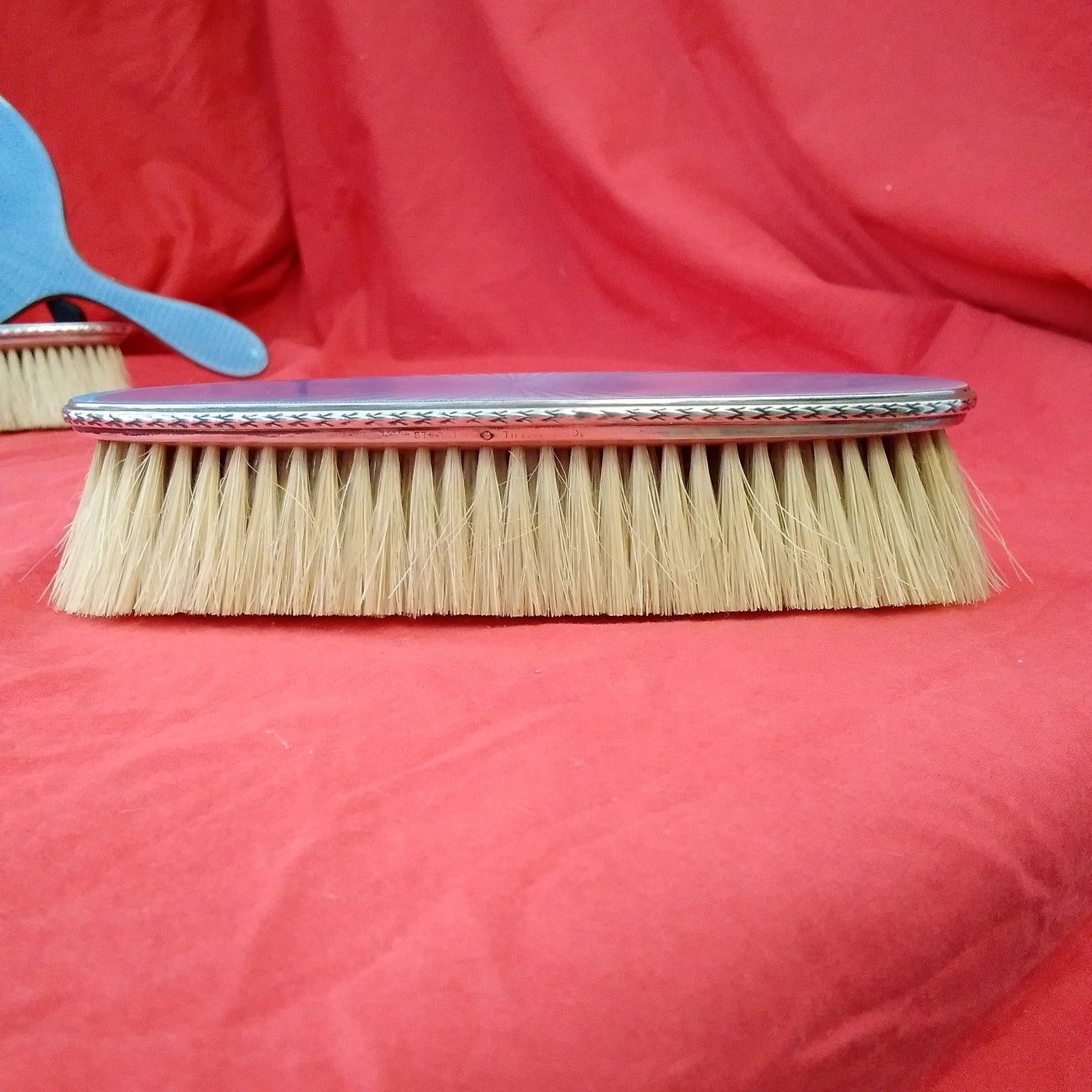Antique - 1920's Tiffany & Co. Blue Guilloche Enameled Sterling Silver 5 Piece Dresser Set