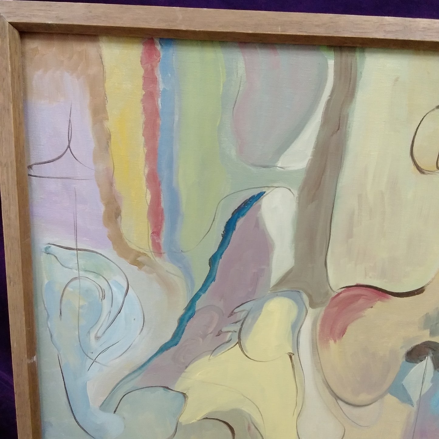 Vintage ~ 25"x21-1/4 Painting on Canvas Signed by Pat Angevine