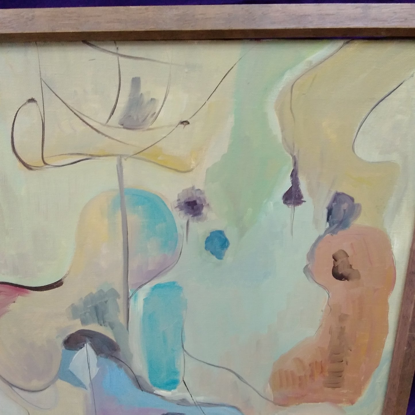 Vintage ~ 25"x21-1/4 Painting on Canvas Signed by Pat Angevine