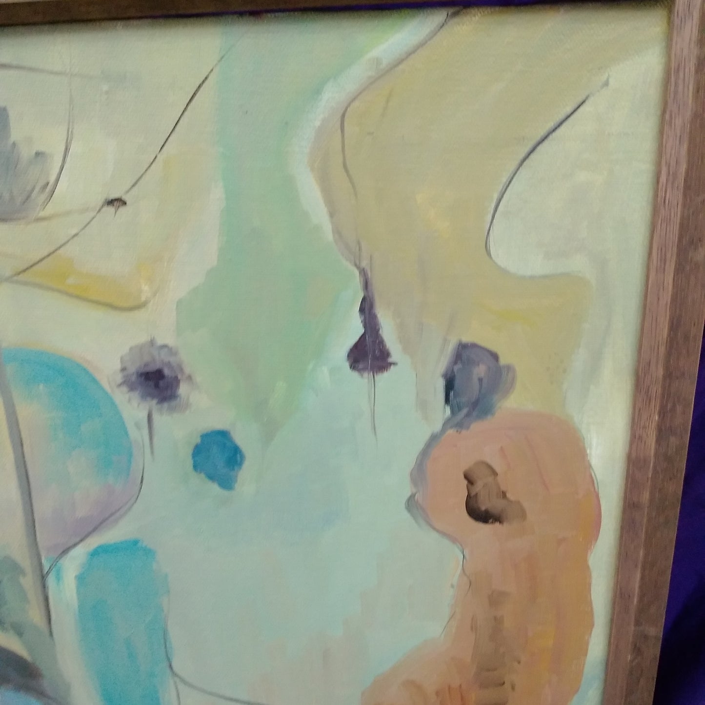 Vintage ~ 25"x21-1/4 Painting on Canvas Signed by Pat Angevine