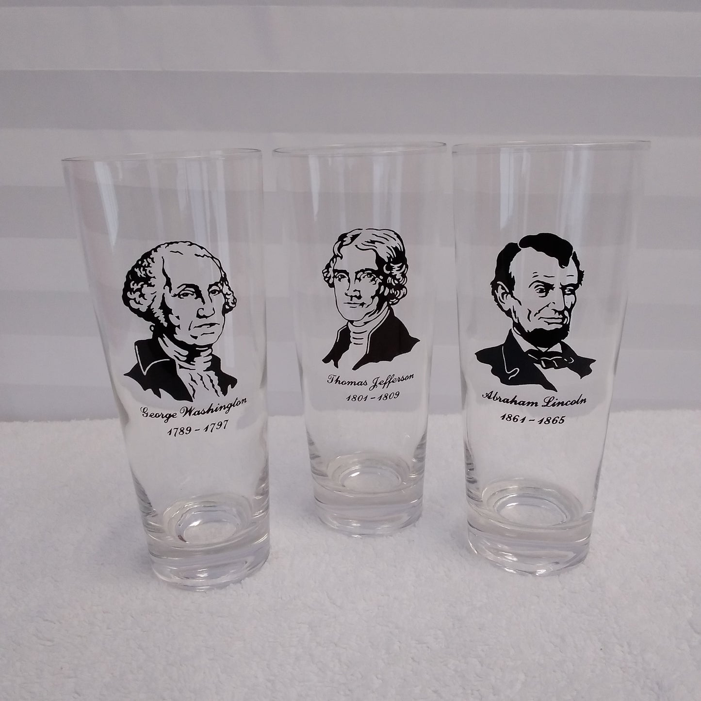 Vintage 1950's Presidential Tall Glass Tumblers - Set of 3